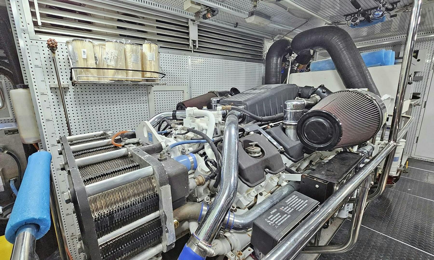 a close-up of a car engine aboard MY KIMBERLY Yacht for Sale