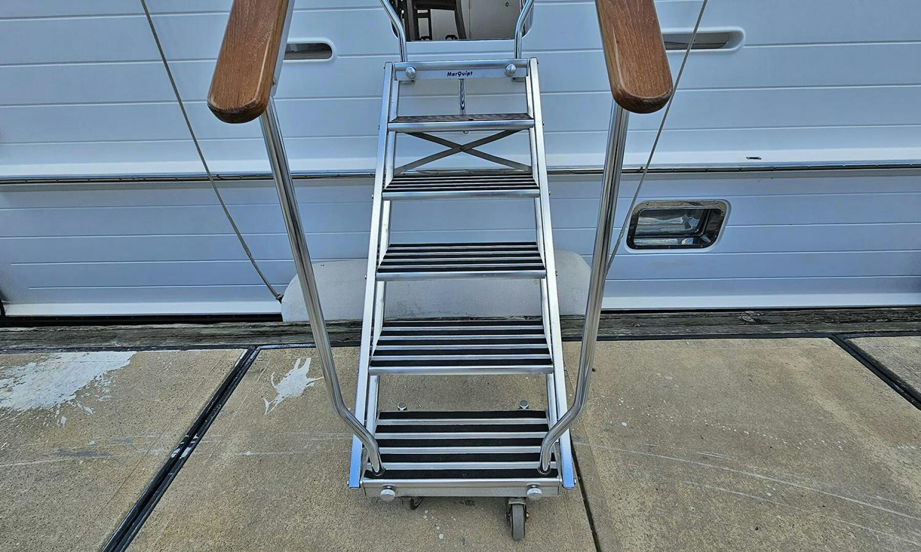 a metal ladder on a metal railing aboard MY KIMBERLY Yacht for Sale