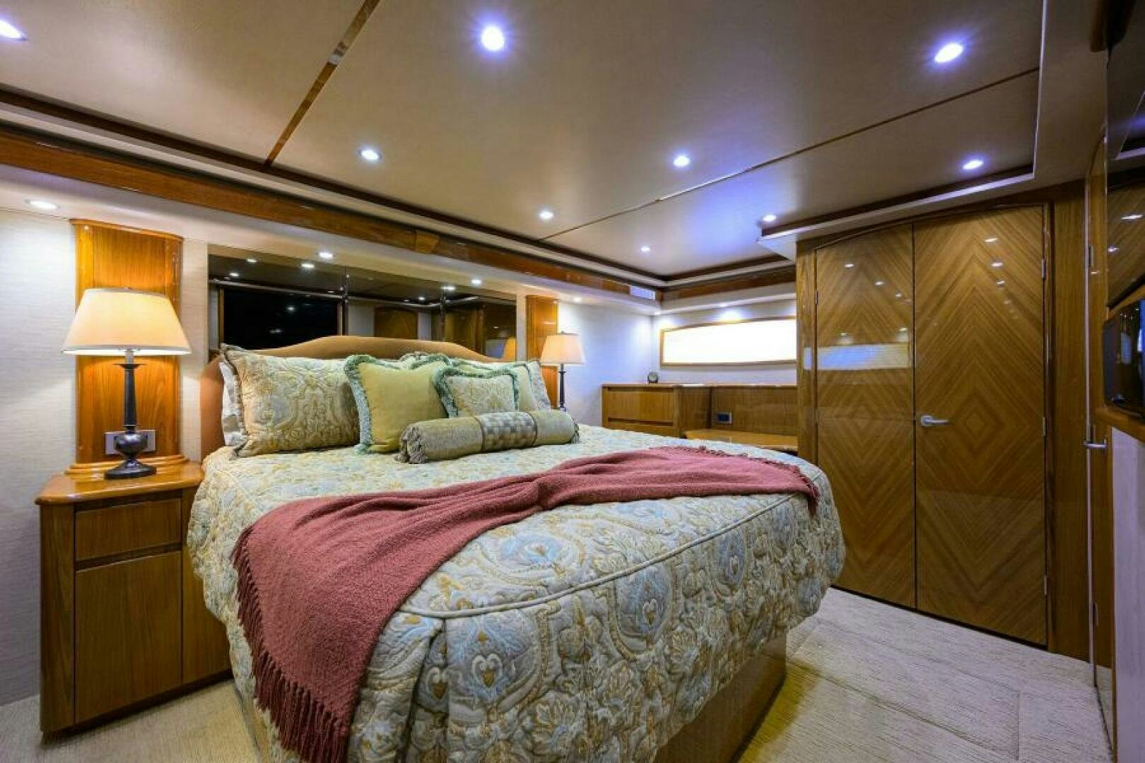 a bed in a room aboard EGARIM Yacht for Sale