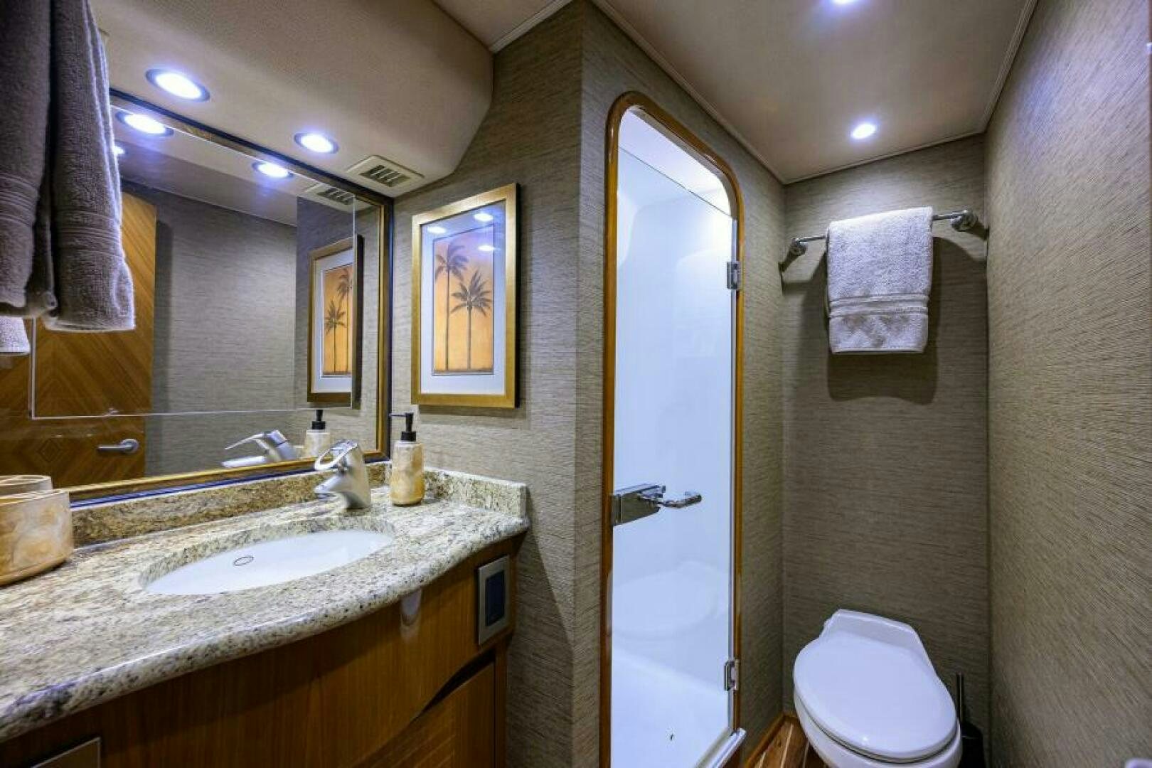 a bathroom with a sink and a toilet aboard EGARIM Yacht for Sale