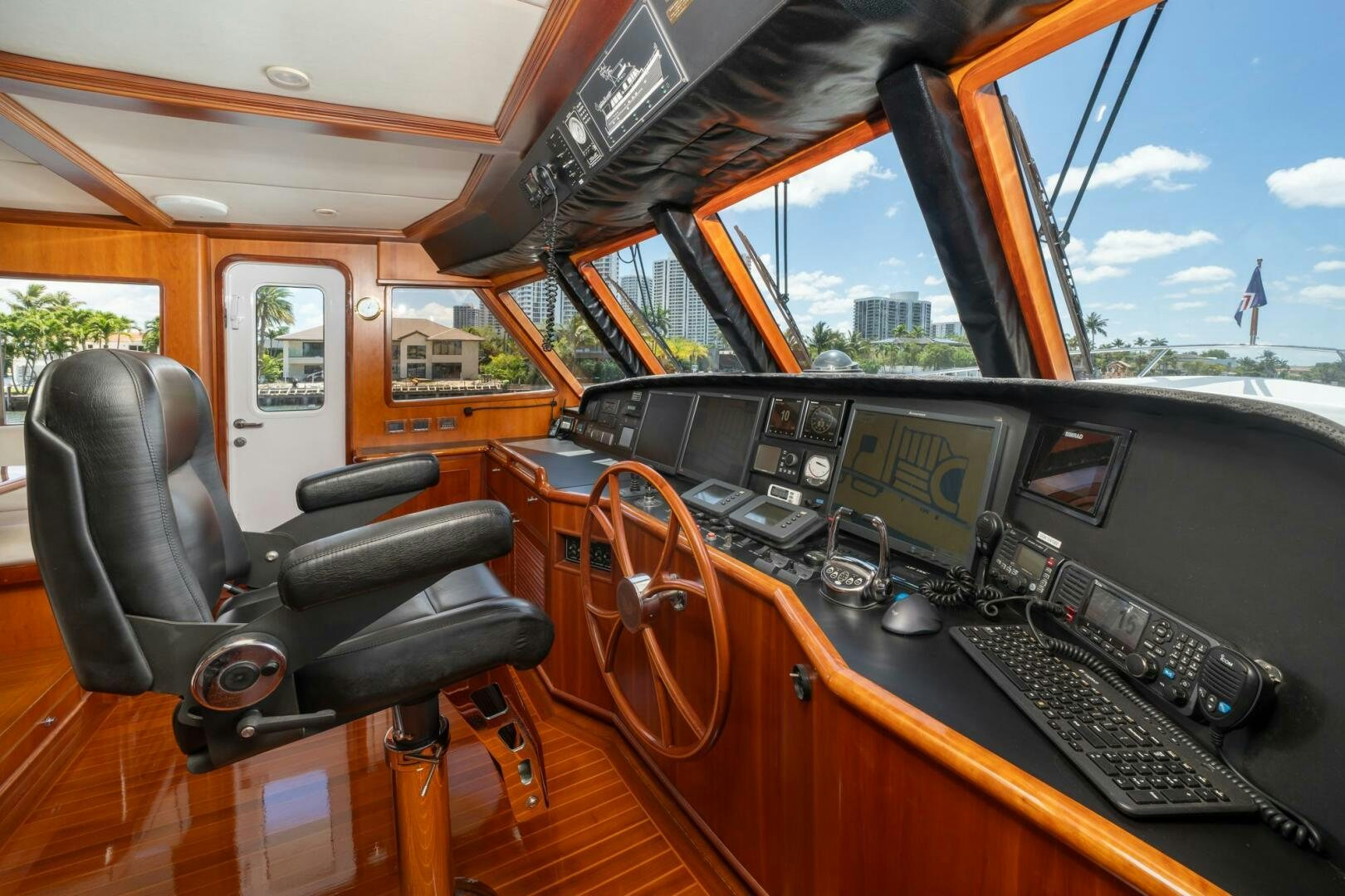 inside of a car aboard BAD-LAD Yacht for Sale