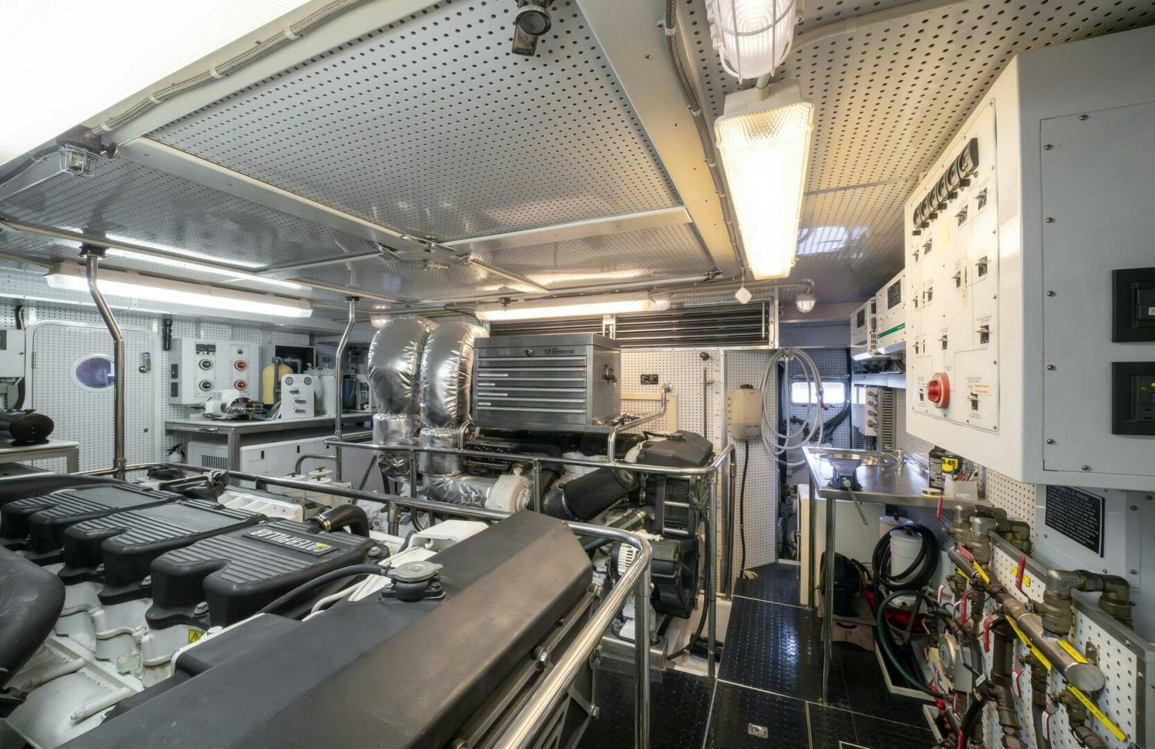 inside view of a factory aboard BAD-LAD Yacht for Sale