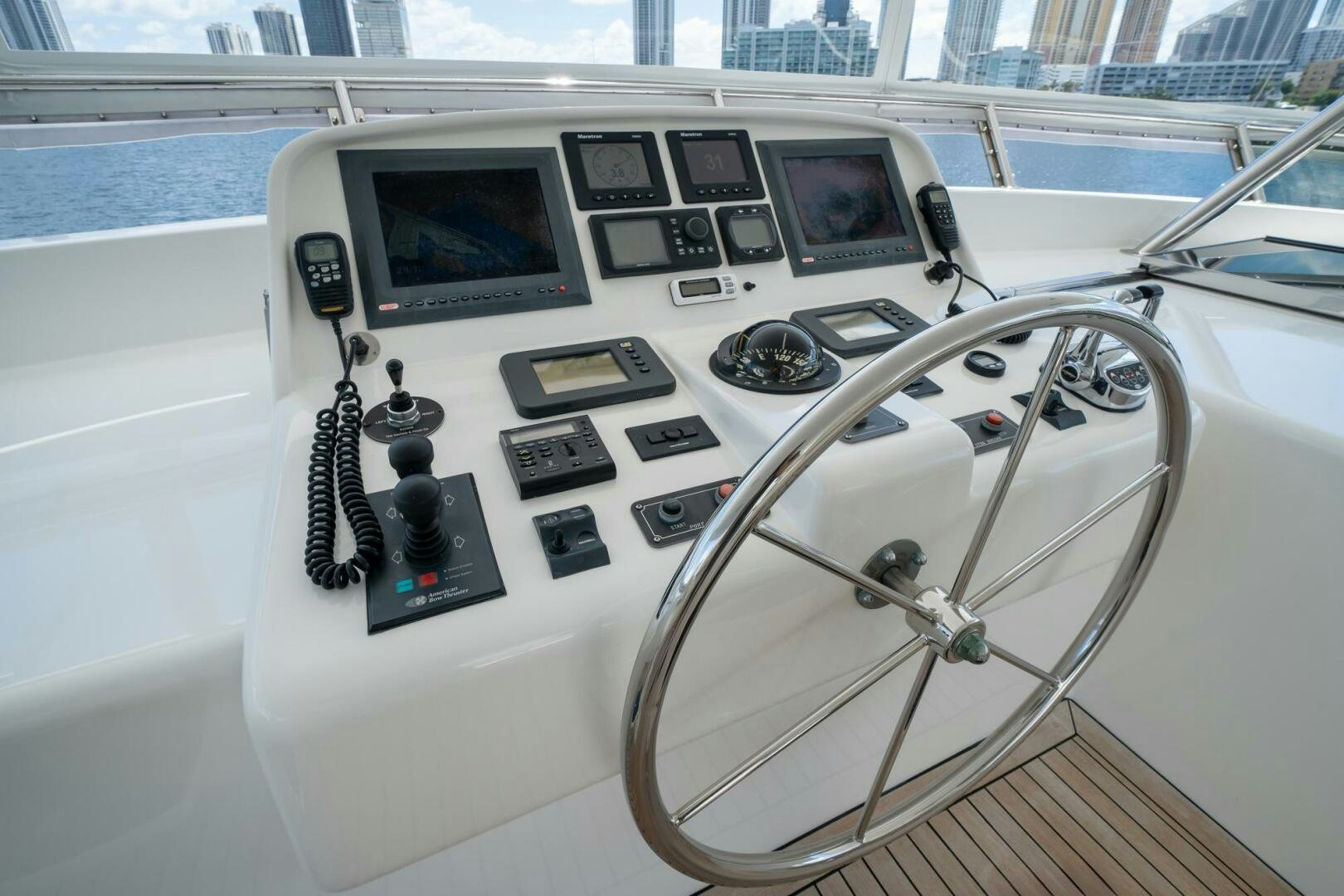 the inside of a white boat aboard BAD-LAD Yacht for Sale