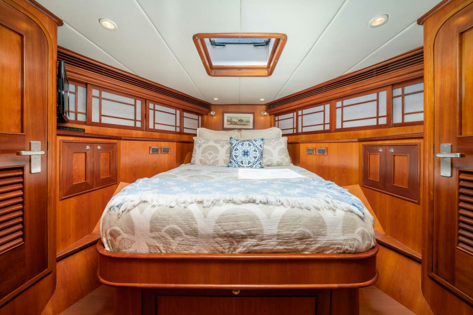 a bed in a cabin aboard BAD-LAD Yacht for Sale
