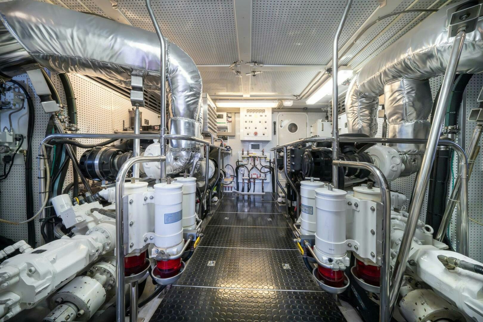 a large room with machinery aboard BAD-LAD Yacht for Sale