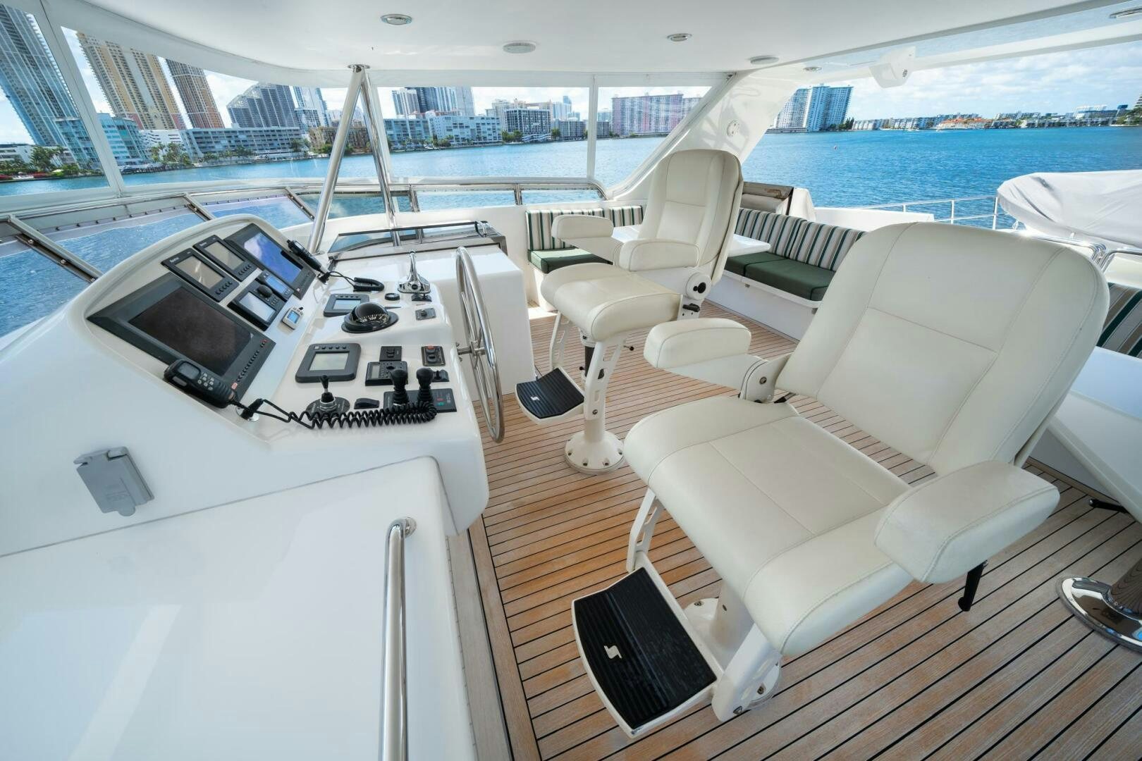 a boat with a laptop on it aboard BAD-LAD Yacht for Sale
