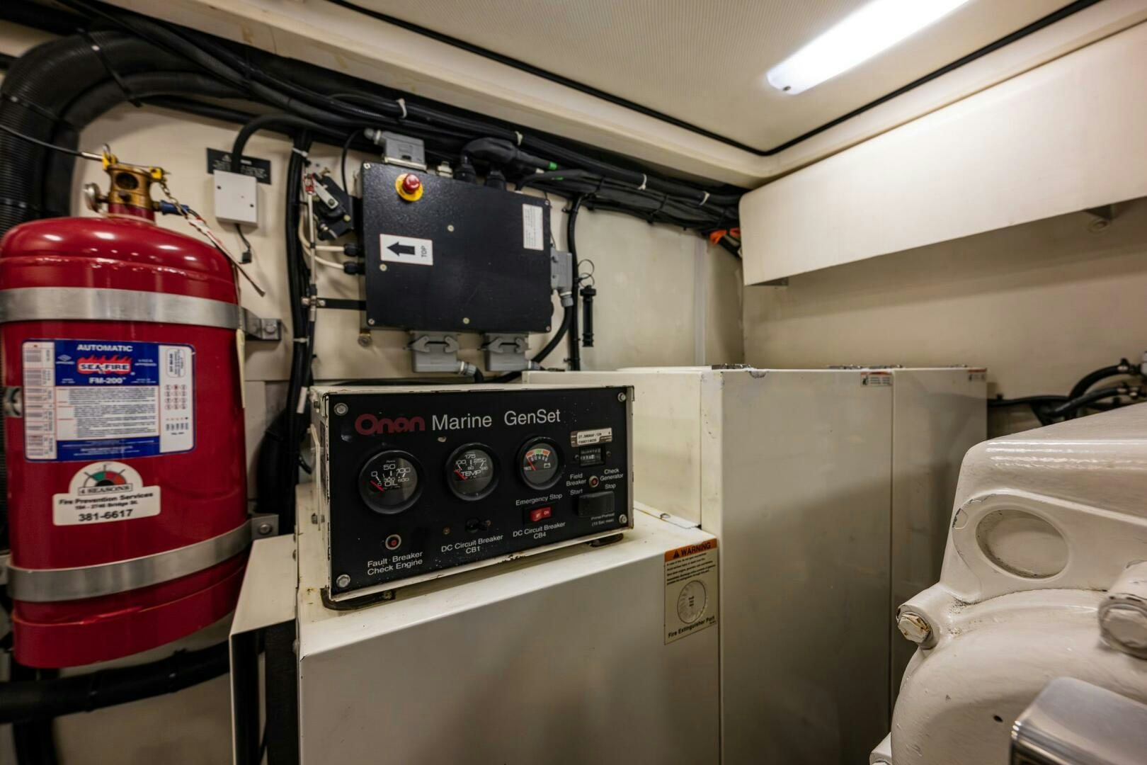 a red and white machine aboard PEARL Yacht for Sale