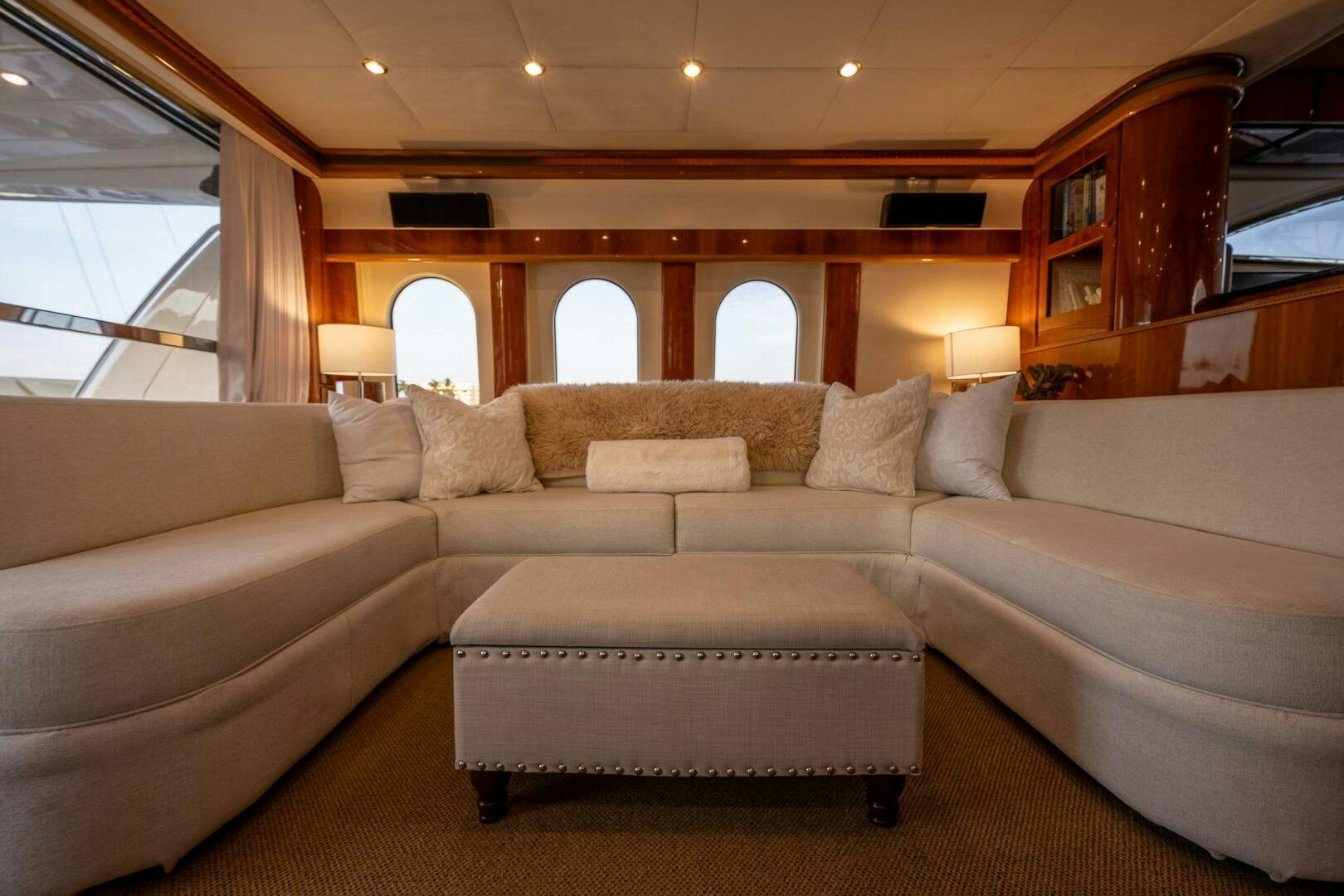 a couch in a room aboard PEARL Yacht for Sale