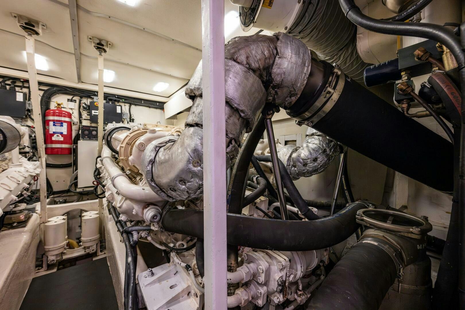 a machine with a large metal pipe aboard PEARL Yacht for Sale