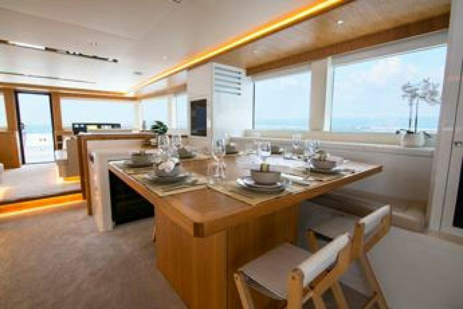 a large kitchen with a large island aboard NONE Yacht for Sale