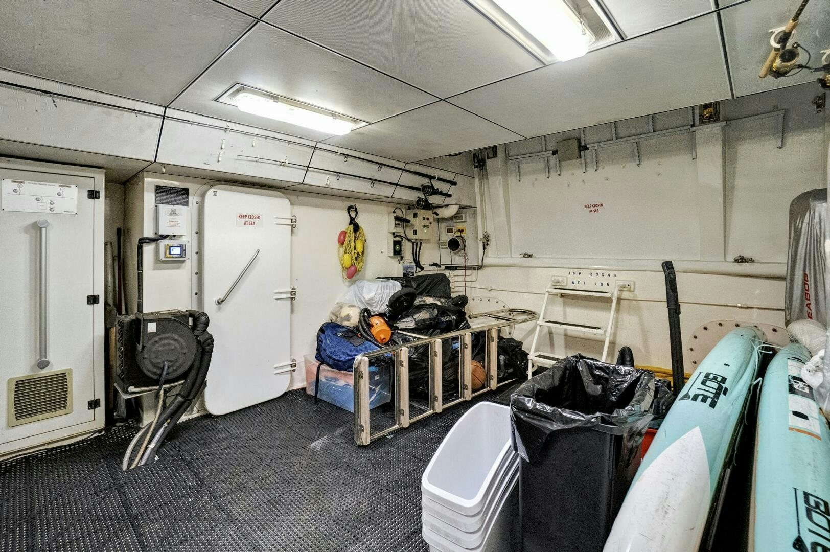 a room with a lot of luggage aboard SWEET CAROLINE Yacht for Sale