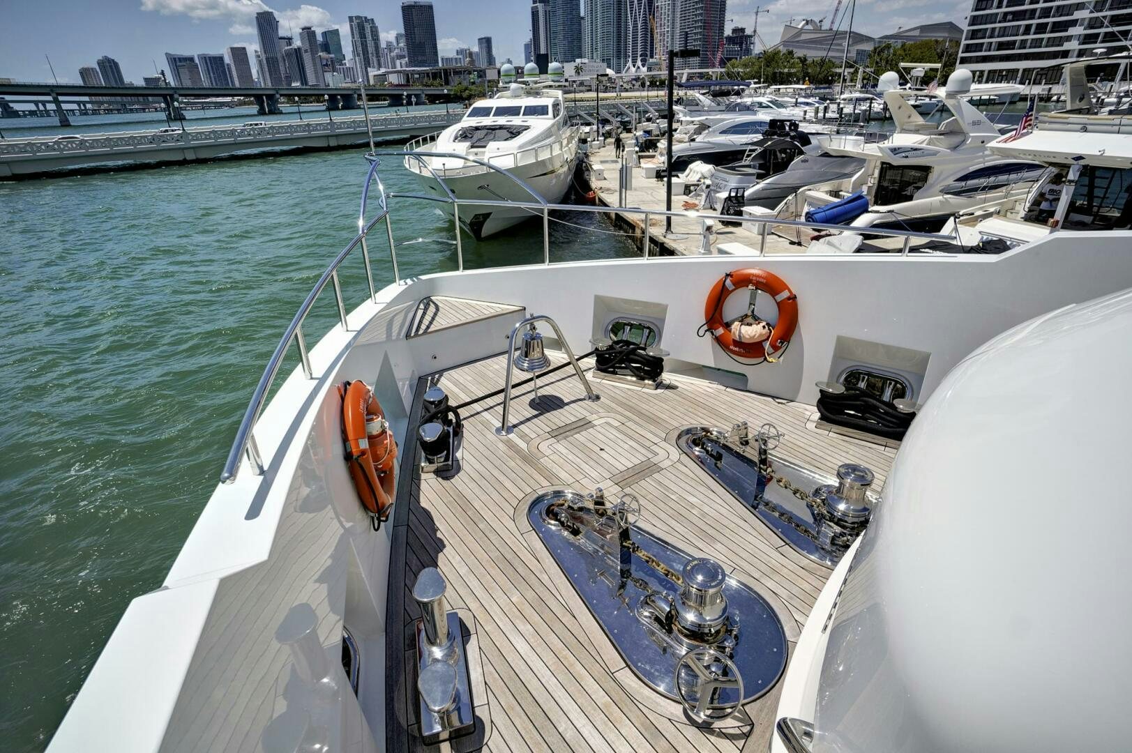 a boat docked at a port aboard SWEET CAROLINE Yacht for Sale