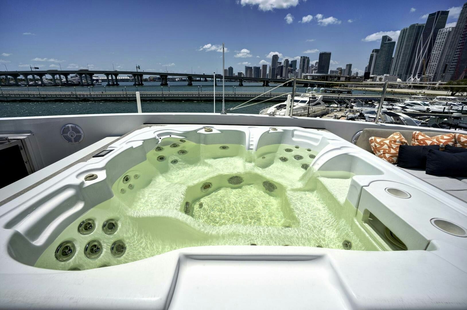 a large green water fountain aboard SWEET CAROLINE Yacht for Sale