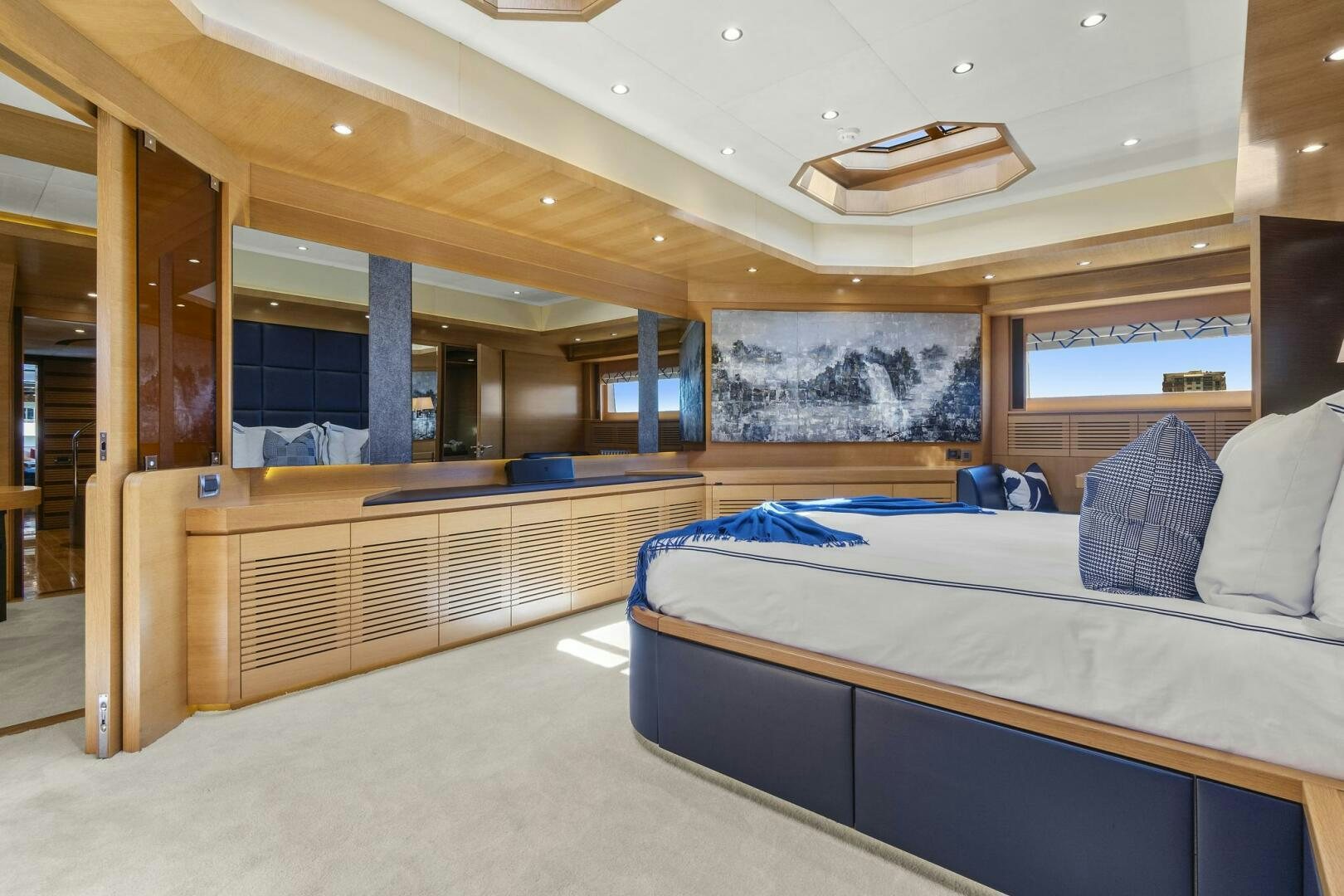 a room with a couple beds aboard SWEET CAROLINE Yacht for Sale