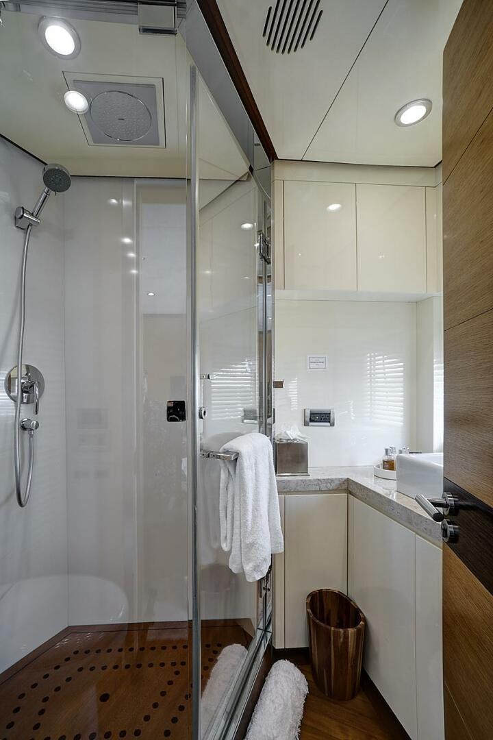 a shower unit in a bathroom aboard SWEET CAROLINE Yacht for Sale