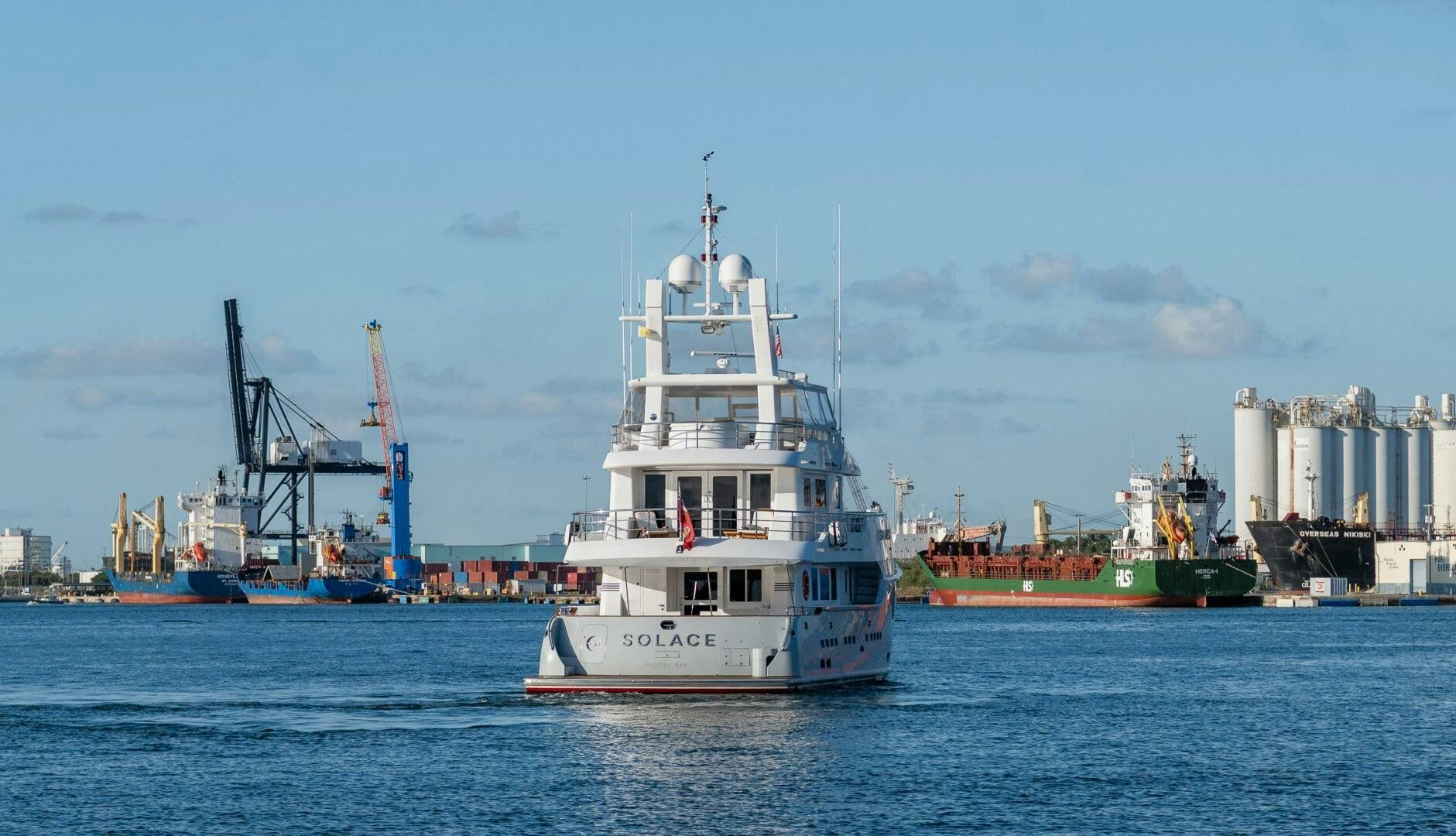 a boat in the water aboard SOLACE Yacht for Sale