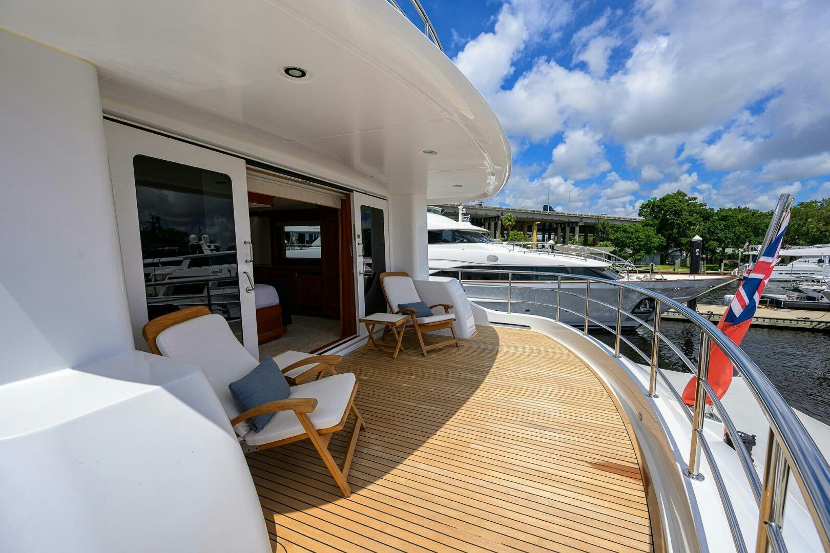 a boat on a deck aboard SOLACE Yacht for Sale