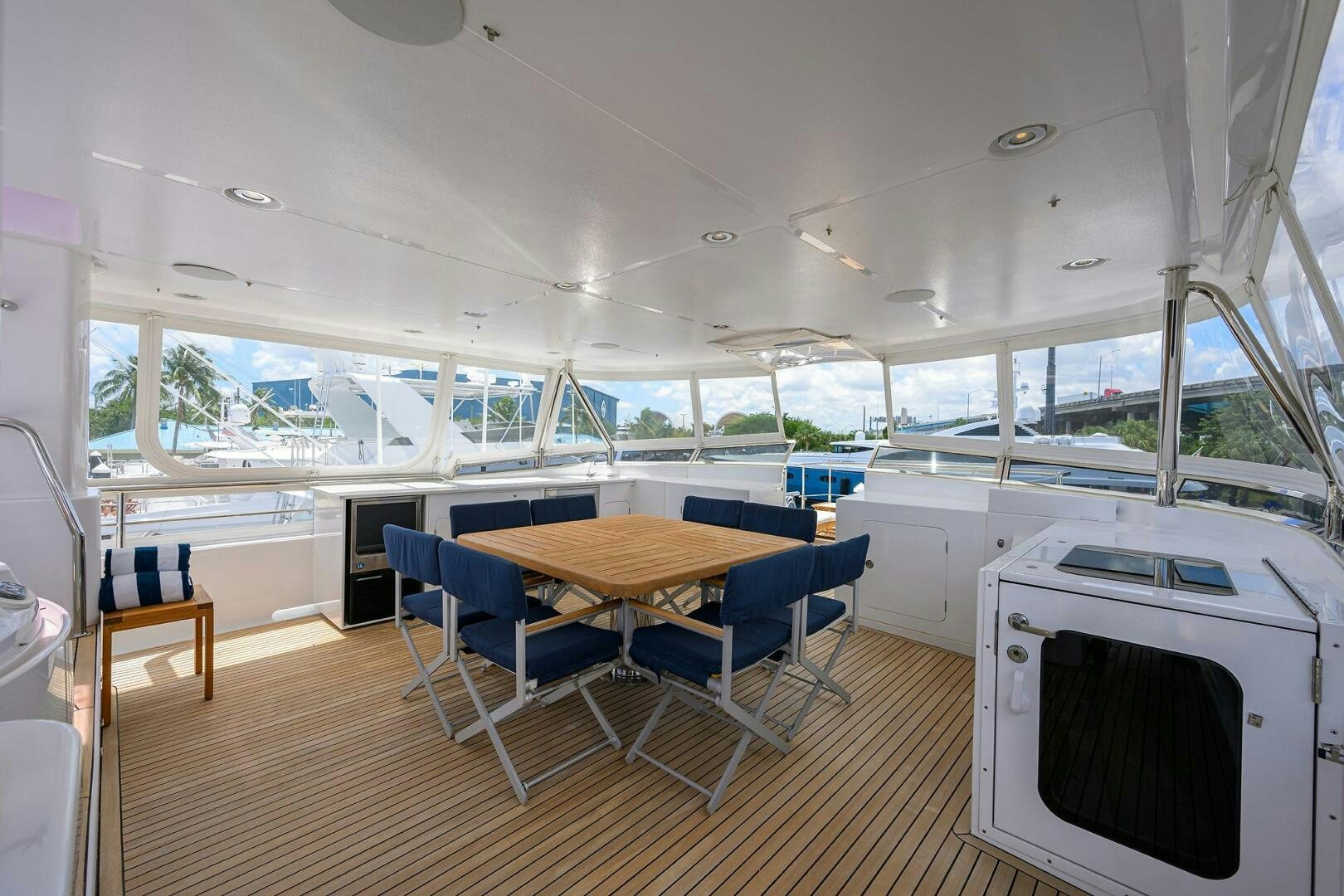 a kitchen and dining area aboard SOLACE Yacht for Sale
