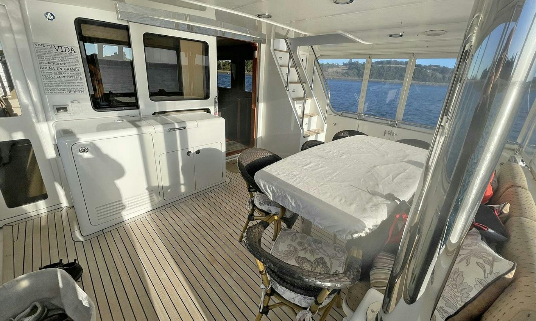 inside of a vehicle aboard BRAVO! Yacht for Sale