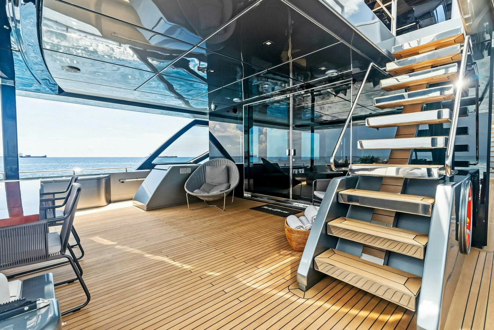 a room with a large white shelf aboard NO SURRENDER Yacht for Sale