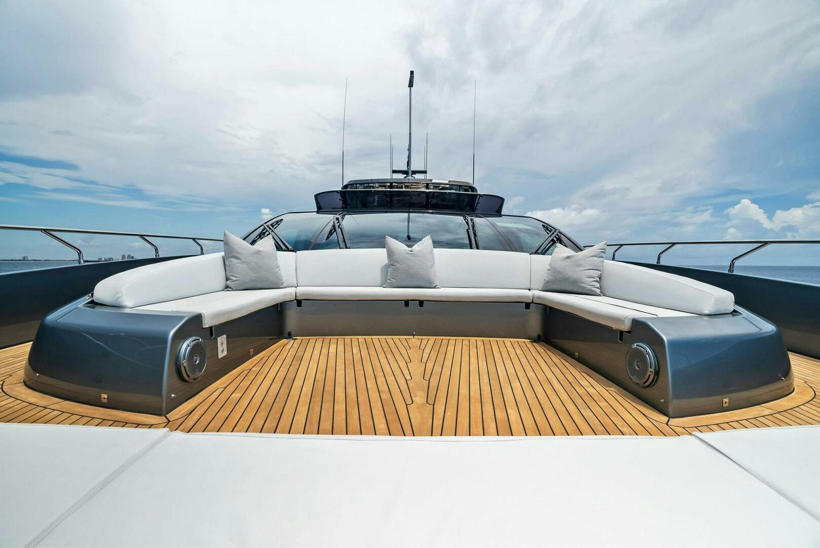a car on a deck aboard NO SURRENDER Yacht for Sale