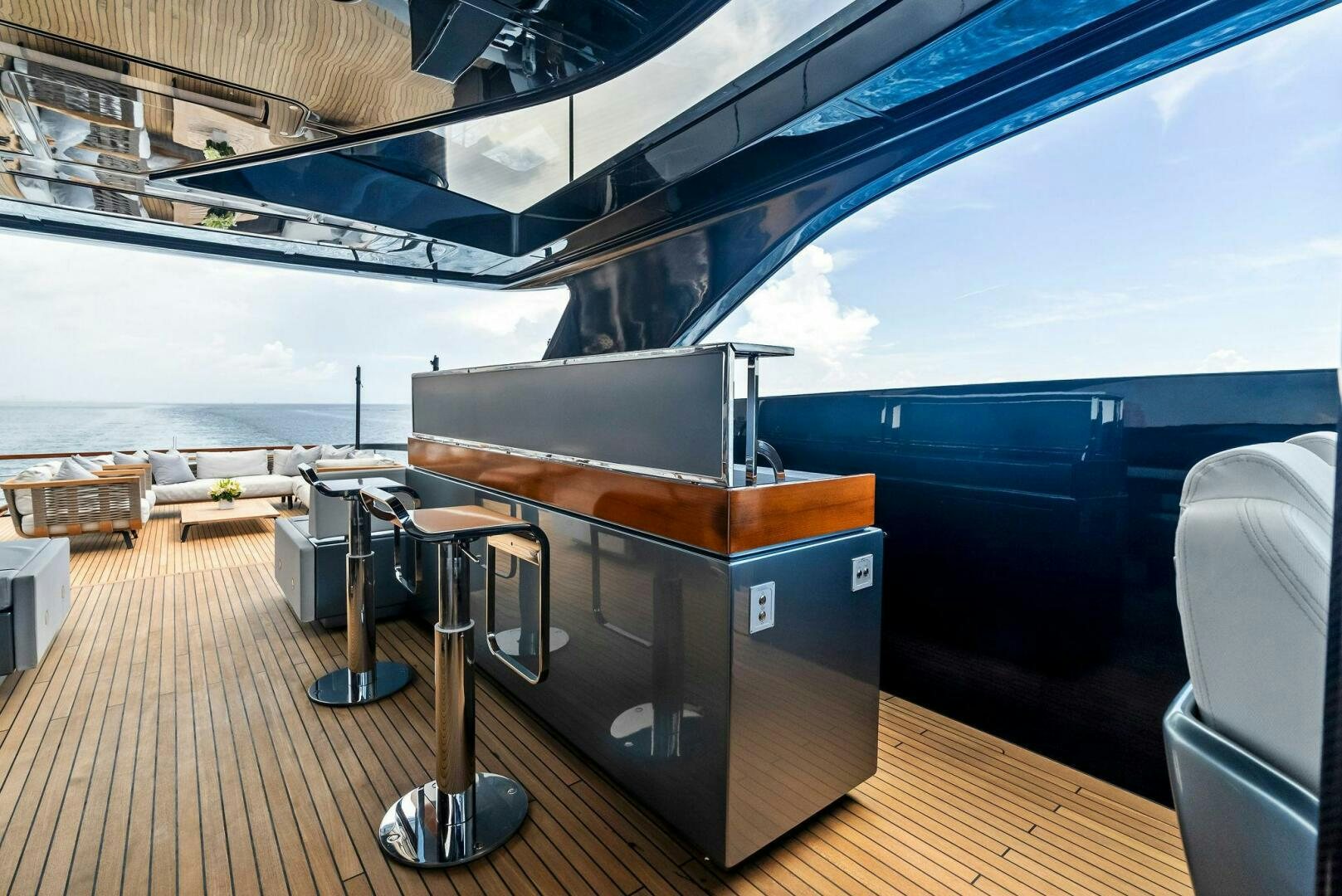 a boat on a deck aboard NO SURRENDER Yacht for Sale