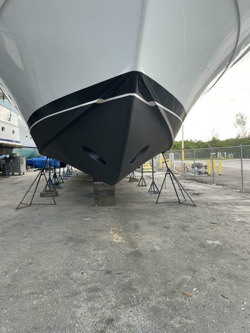 a black and white tent aboard PAINKILLER Yacht for Sale