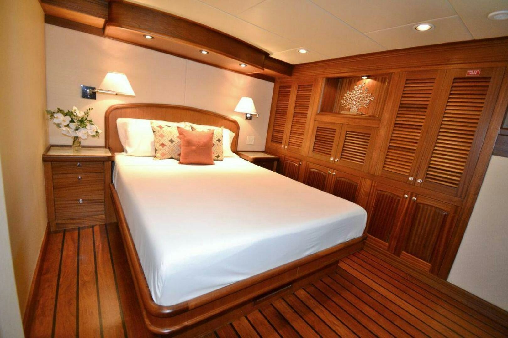 a bed in a room aboard ALLSEAS Yacht for Sale