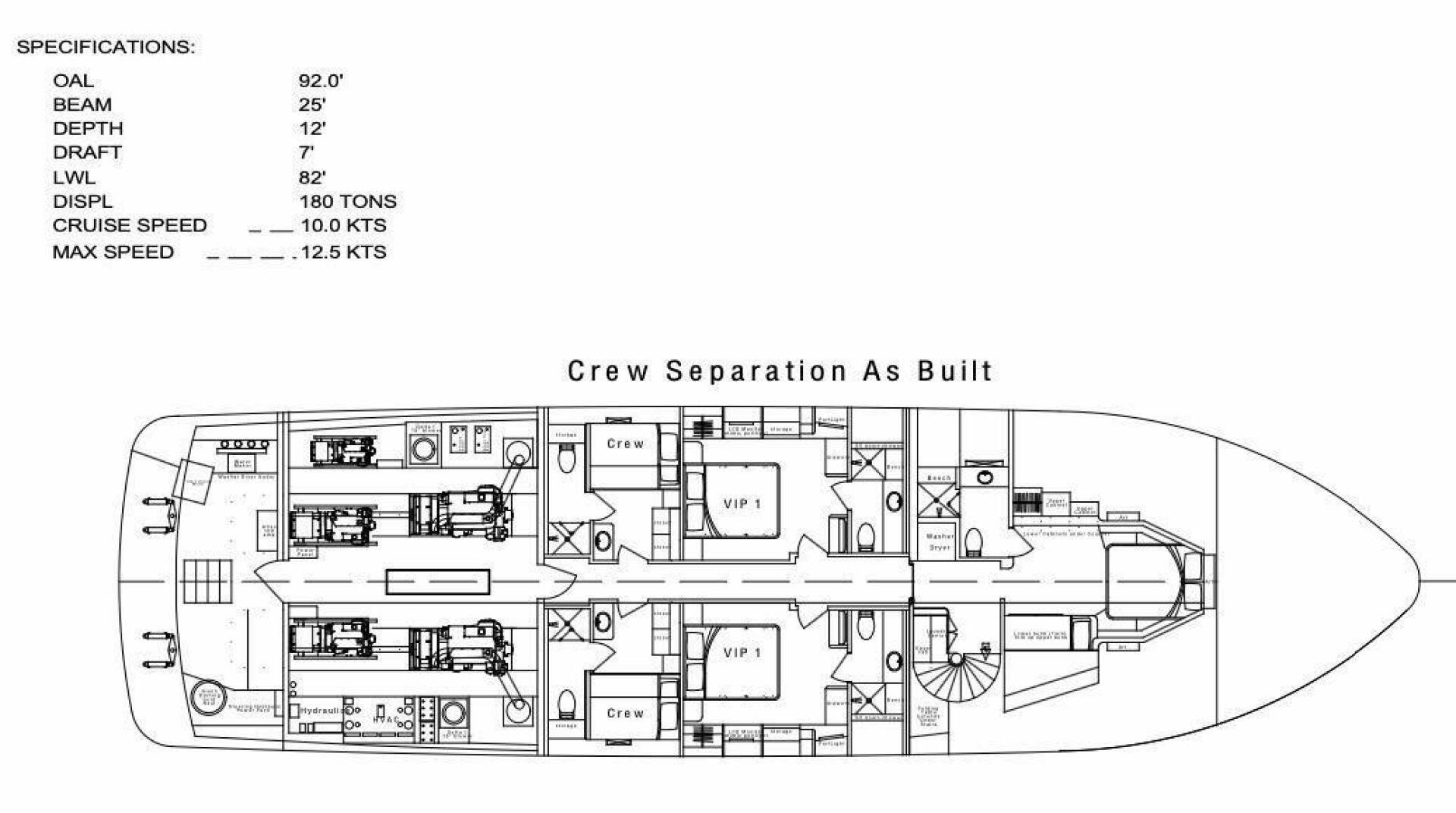 diagram, engineering drawing aboard ALLSEAS Yacht for Sale
