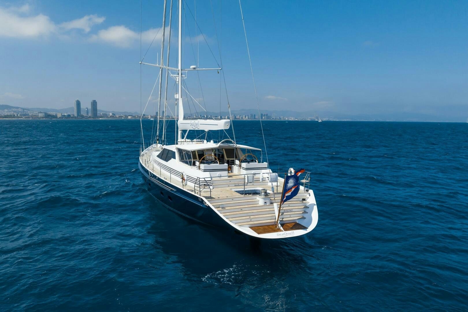 a boat in the water aboard SEAQUELL Yacht for Sale