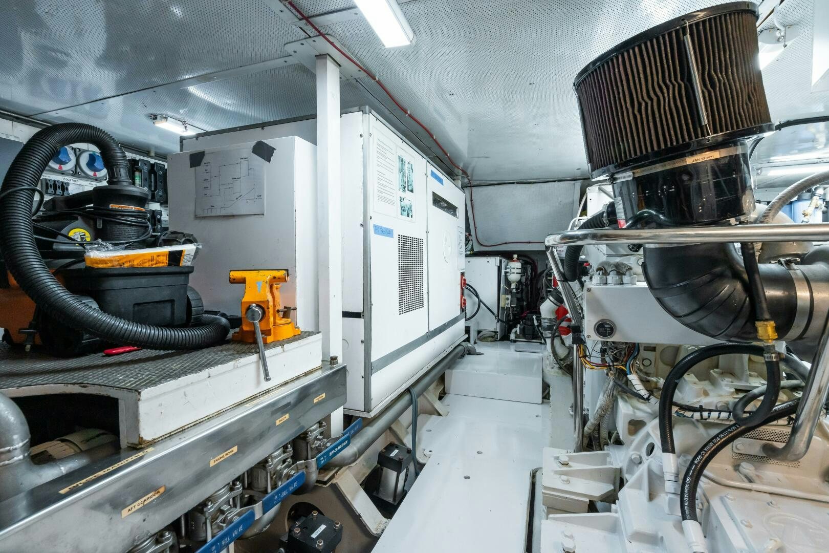a large machine in a room aboard SEAQUELL Yacht for Sale