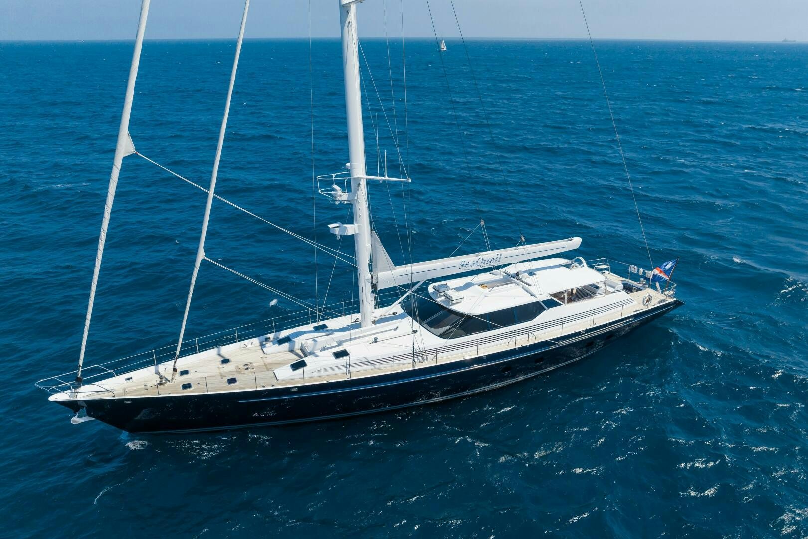 a white boat in the water aboard SEAQUELL Yacht for Sale