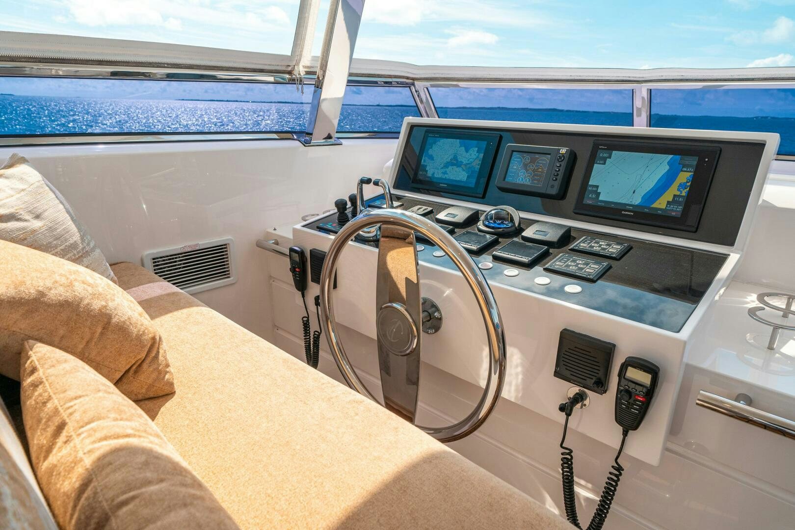 a car with a large screen aboard MIDNIGHT MOON Yacht for Sale