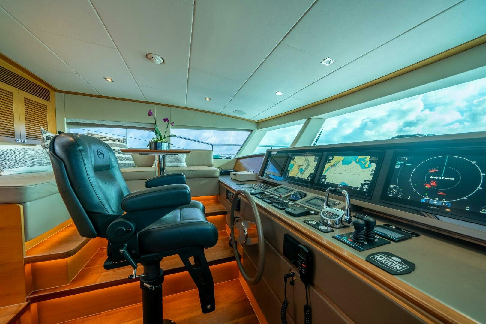 inside of a control room aboard MIDNIGHT MOON Yacht for Sale