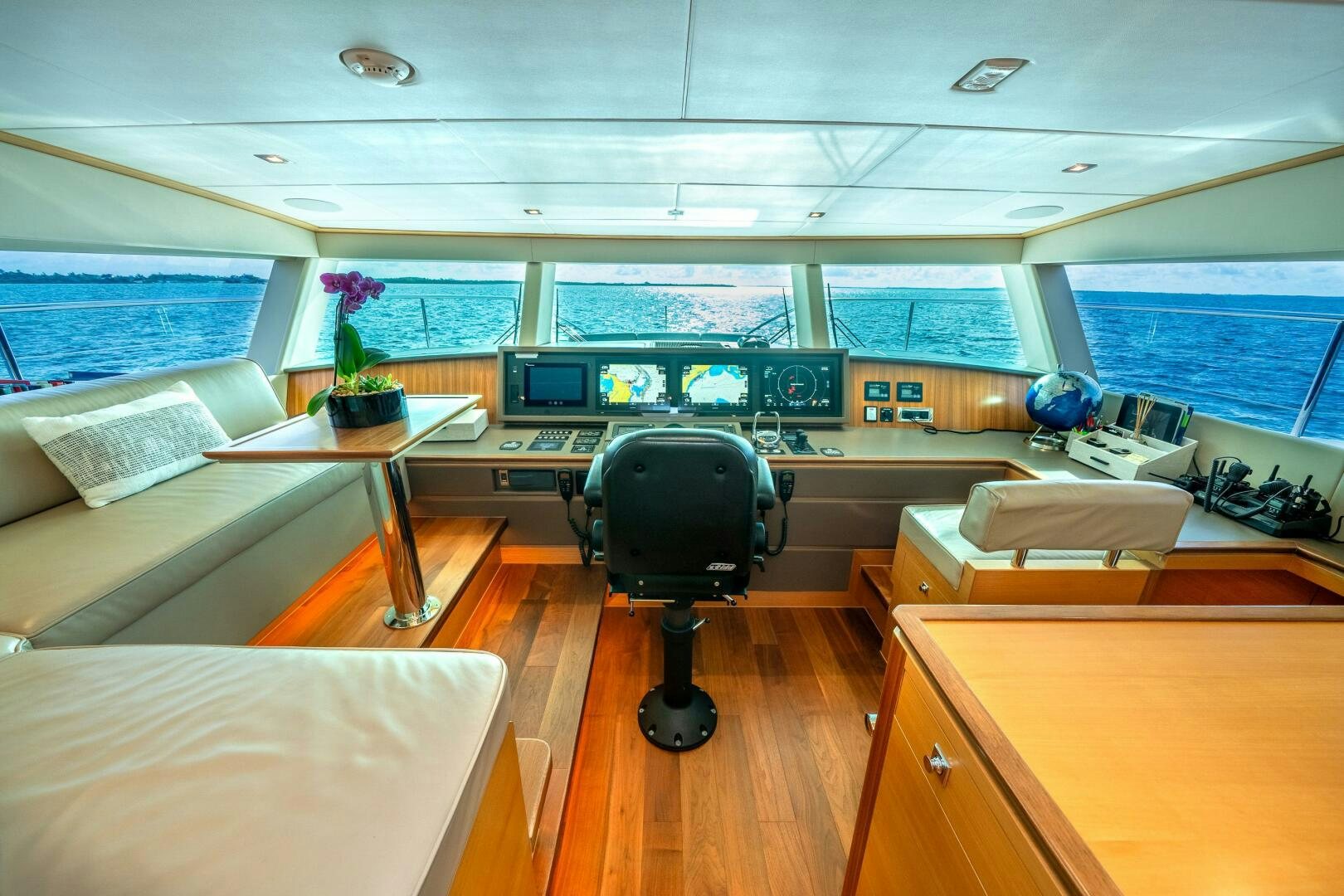 a room with a desk and a chair aboard MIDNIGHT MOON Yacht for Sale