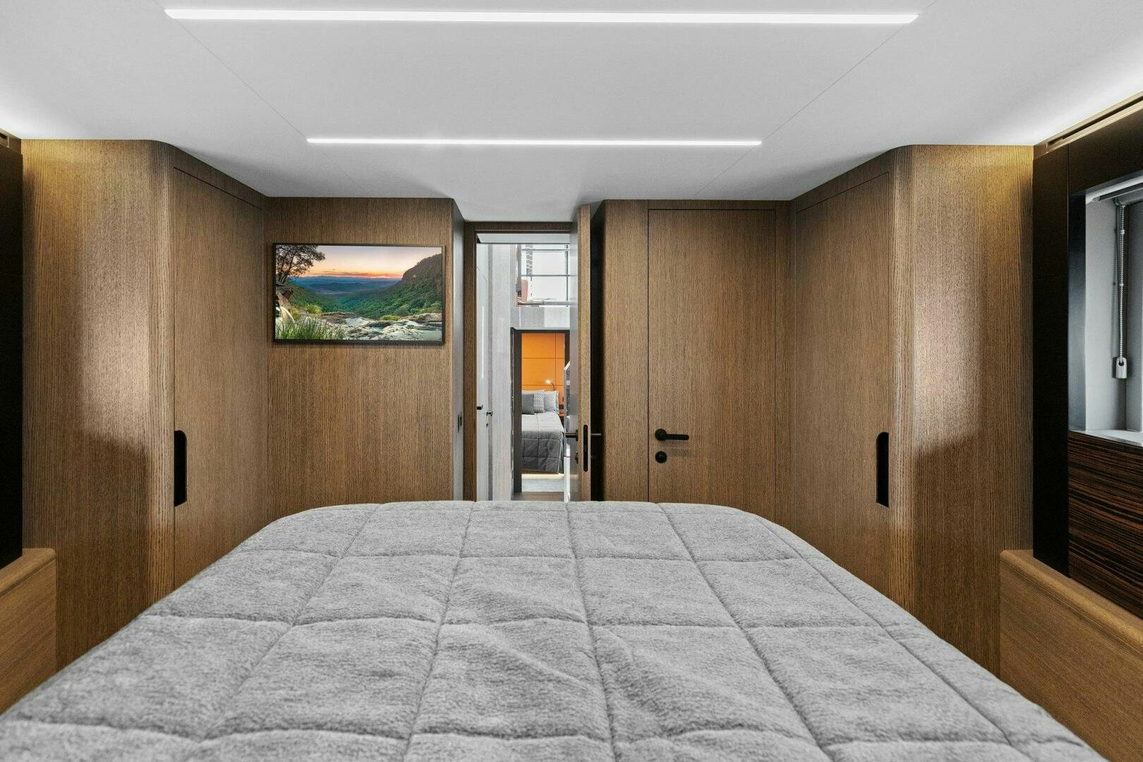 a bed in a room aboard TINKA BUNNY Yacht for Sale