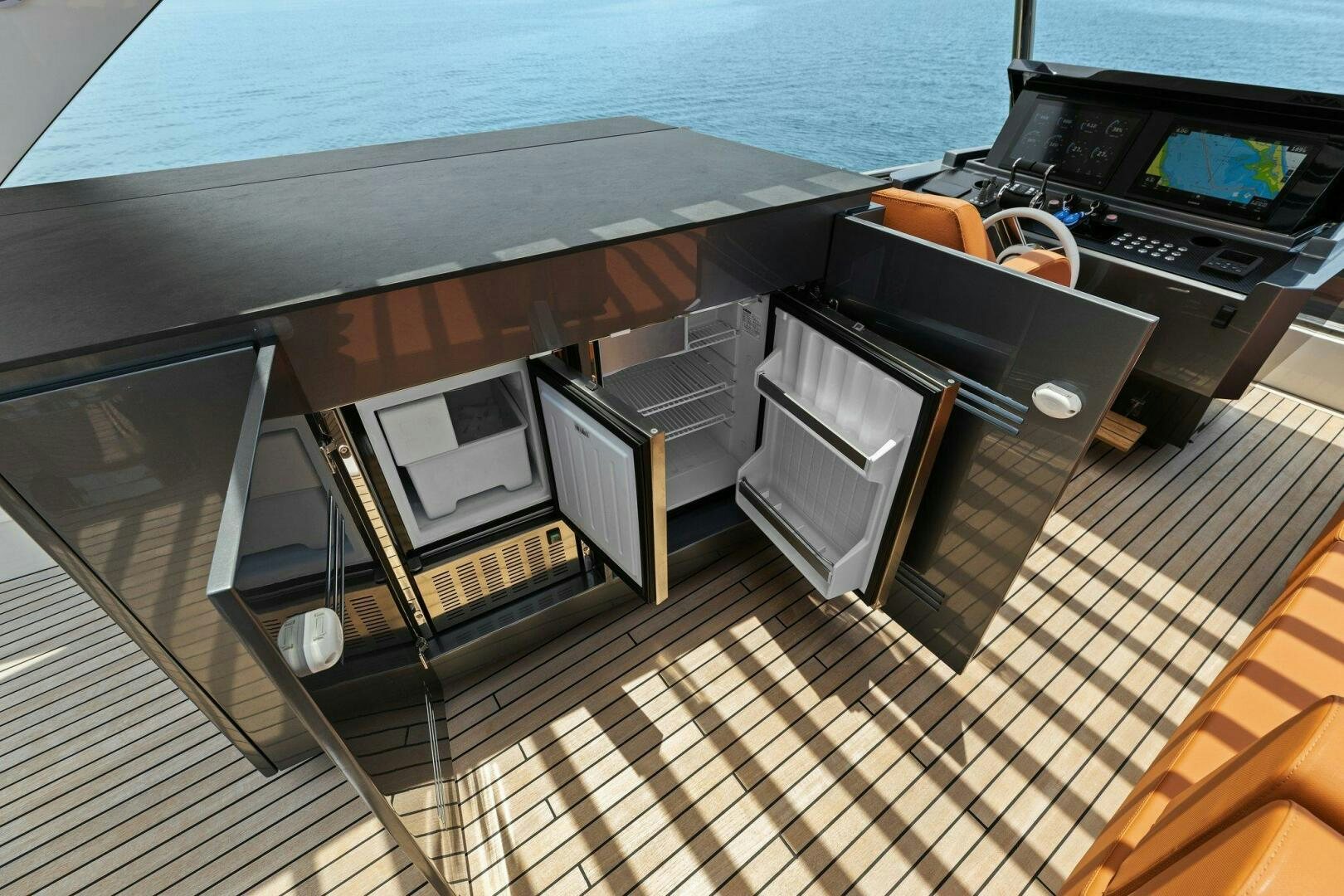 a deck with a large boat aboard TINKA BUNNY Yacht for Sale