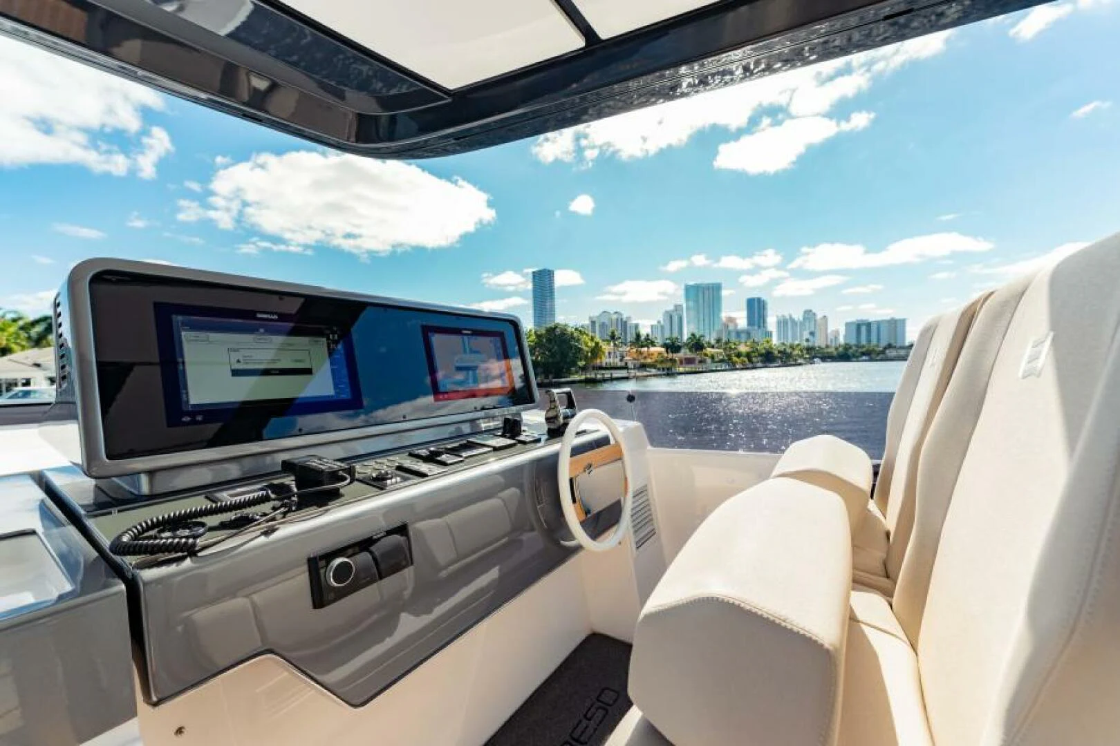 a boat with a laptop on it aboard INEA Yacht for Sale