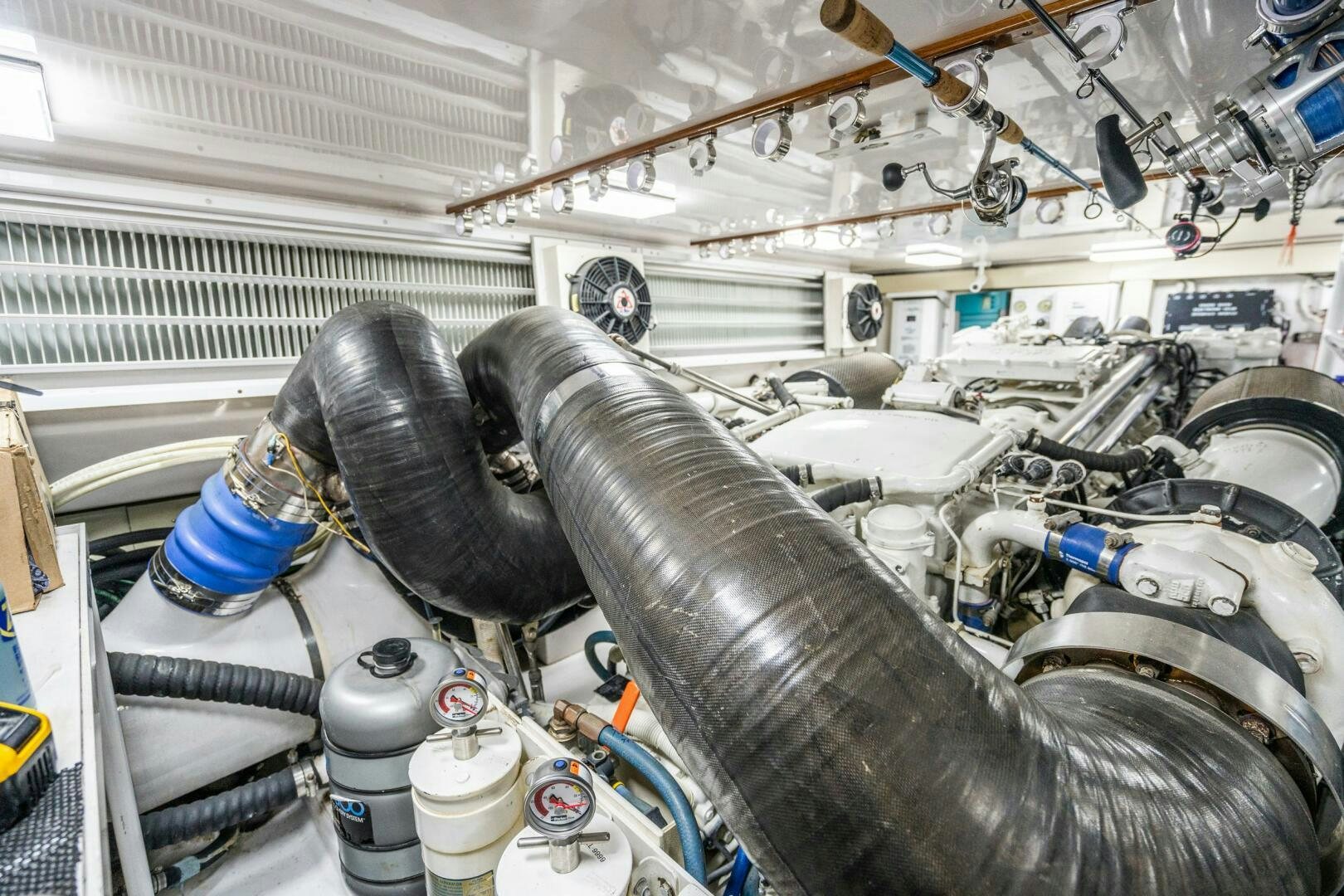 a factory with pipes and tubes aboard W Yacht for Sale