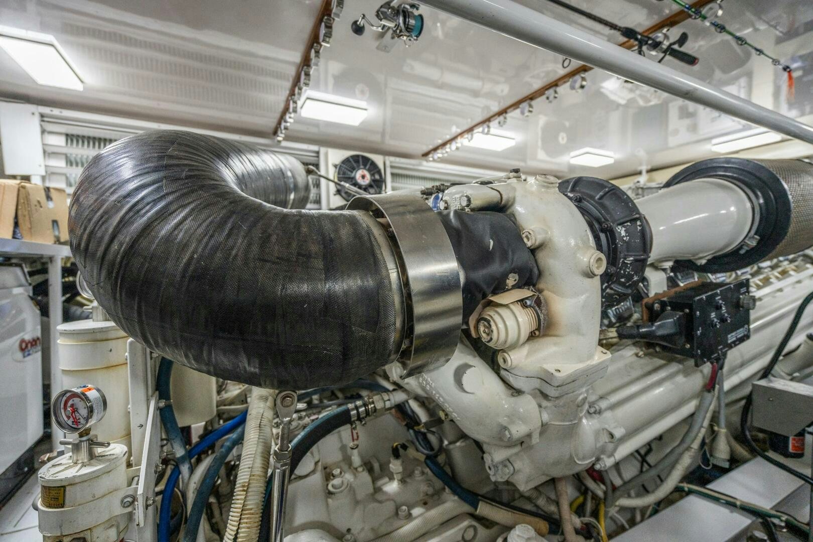 a large metal machine aboard W Yacht for Sale