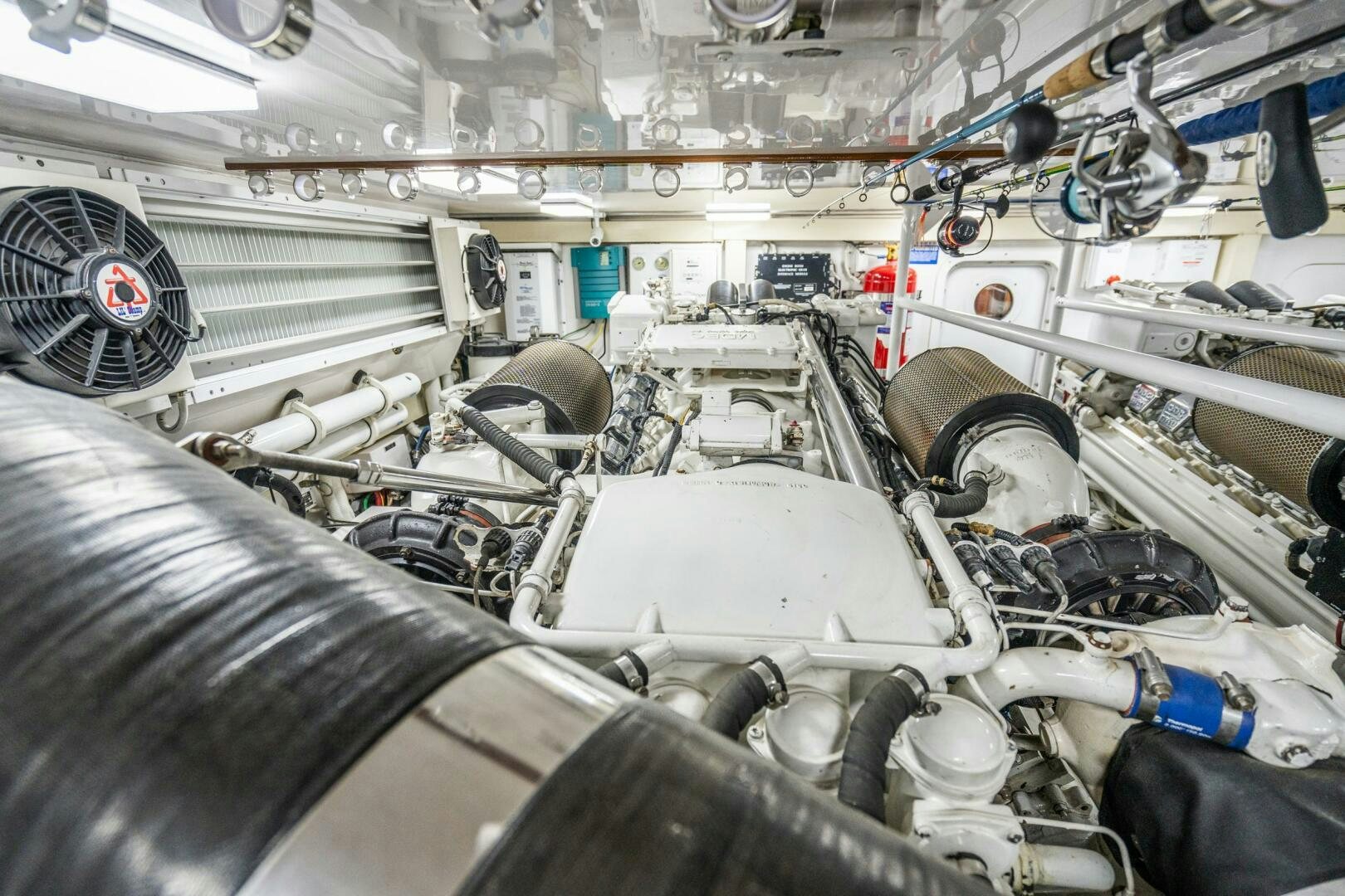 a large room with several machines aboard W Yacht for Sale