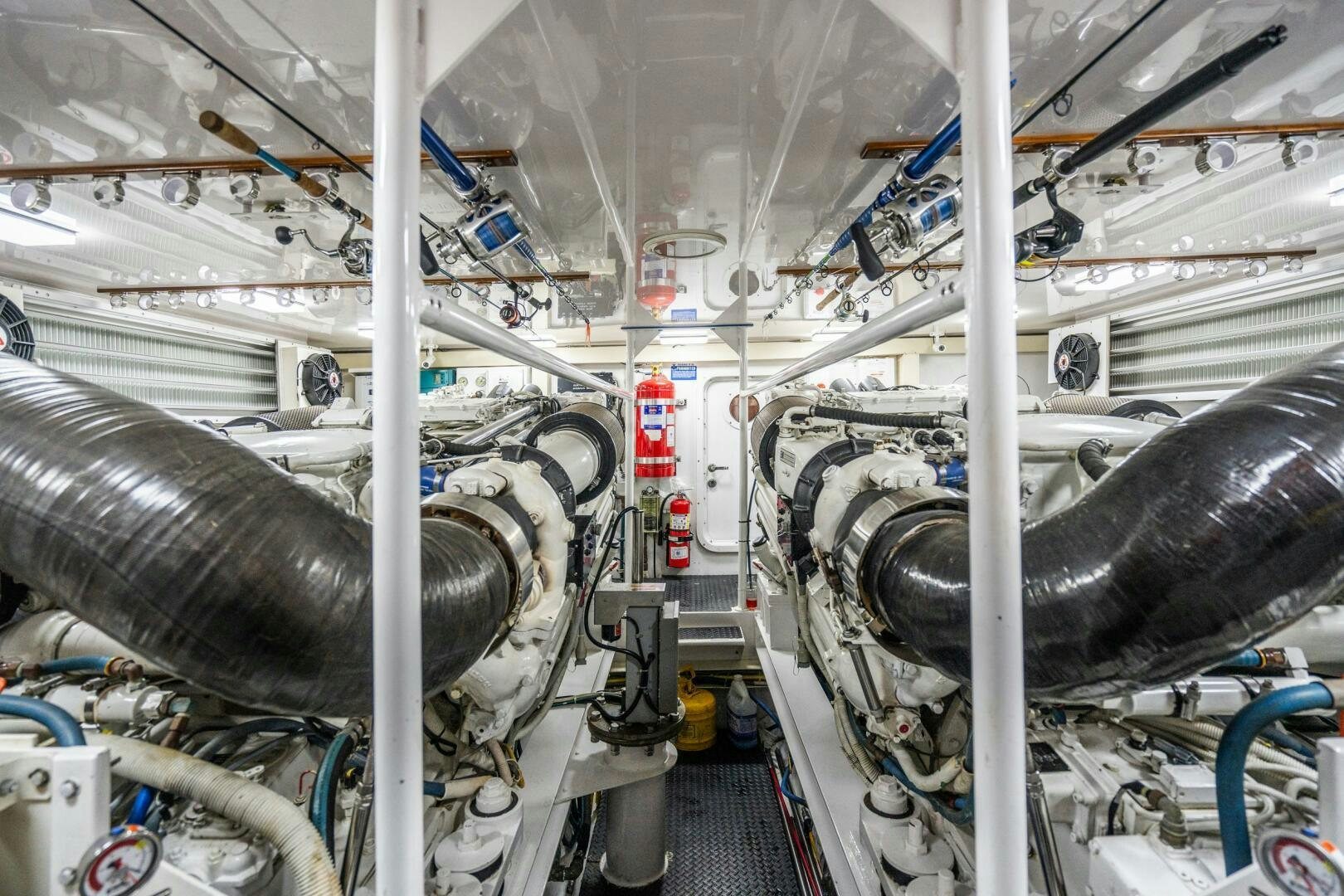 a large metal pipe in a factory aboard W Yacht for Sale