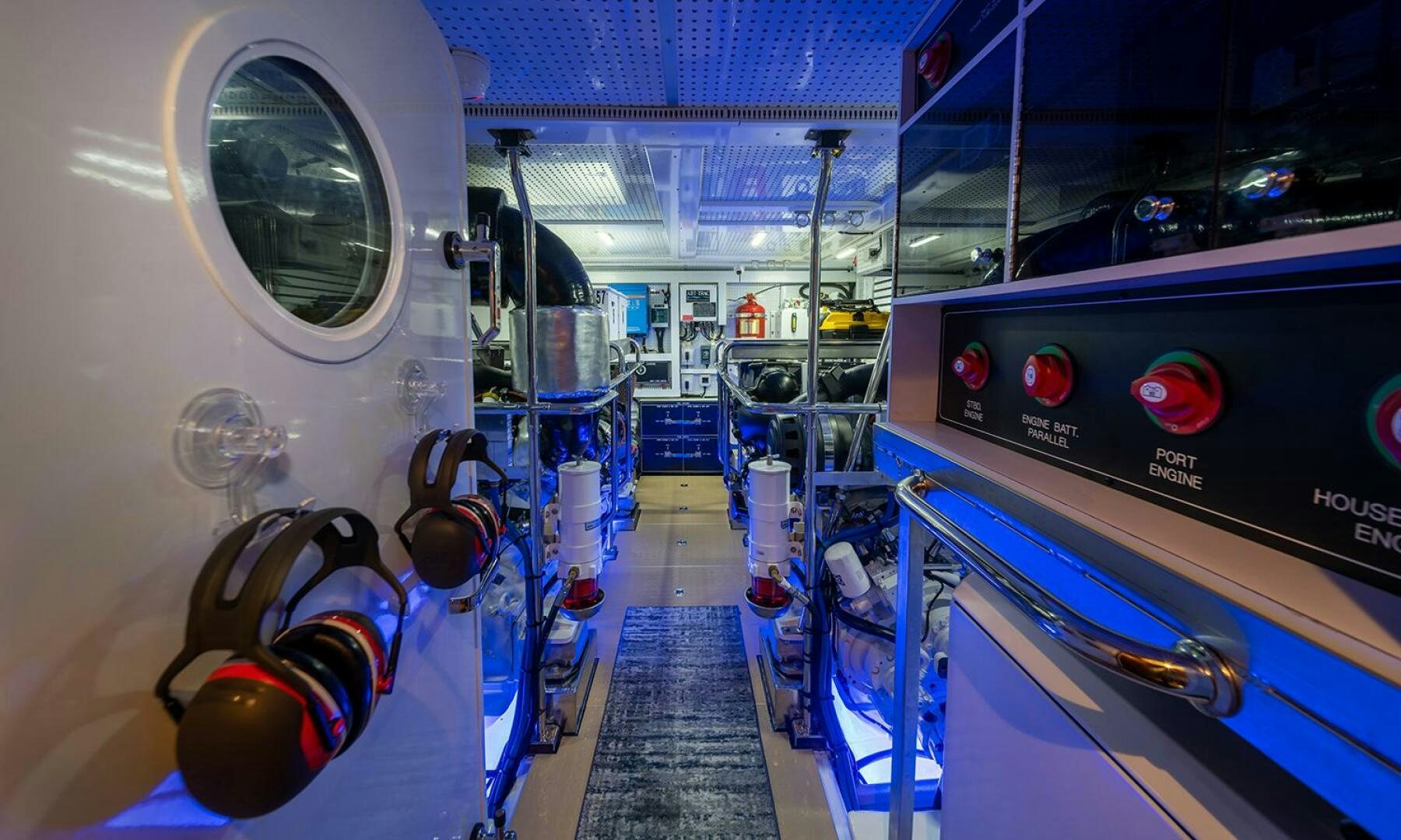 inside of a white machine aboard OKIE Yacht for Sale