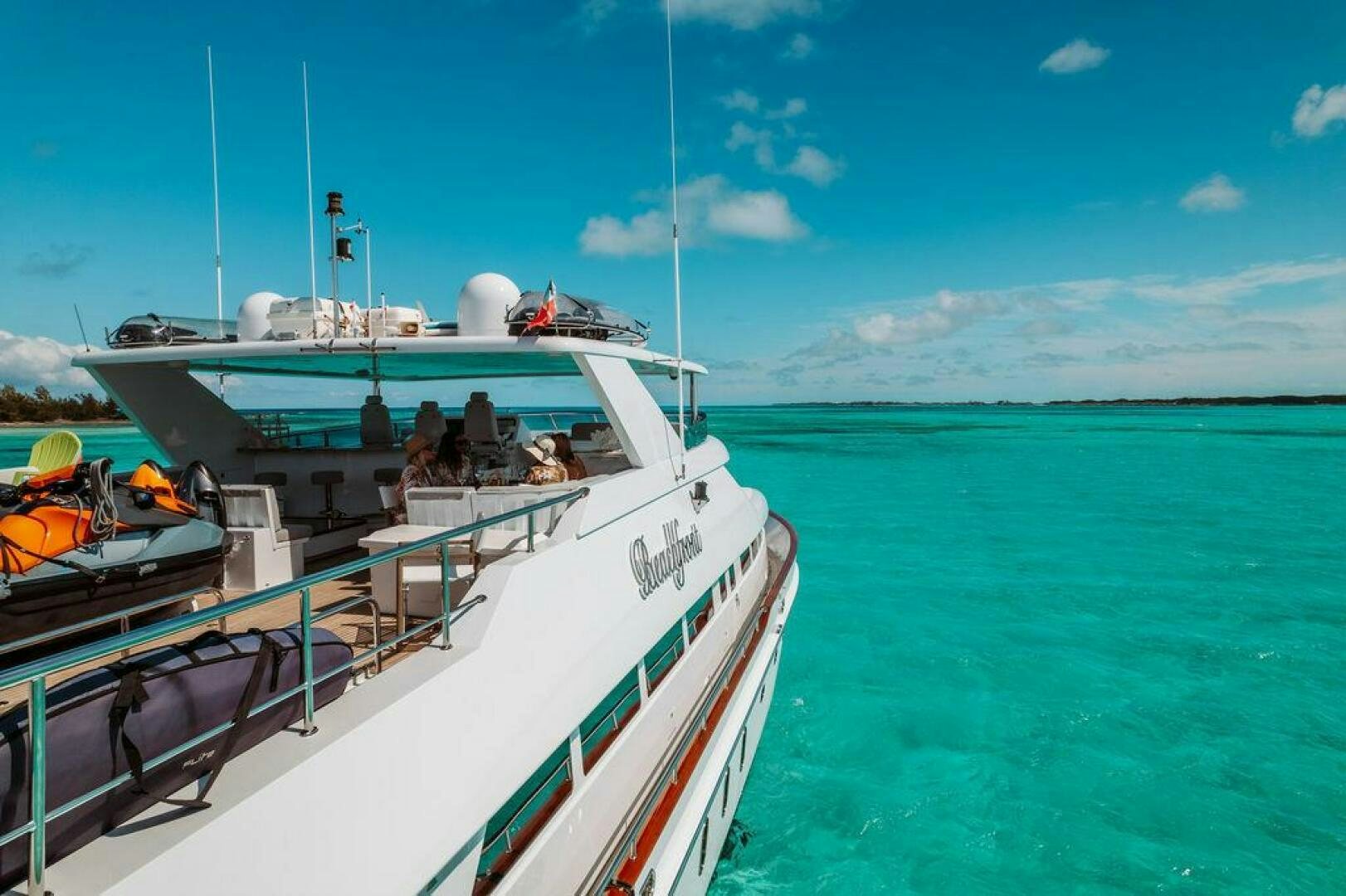 a boat on the water aboard BEACHFRONT Yacht for Sale