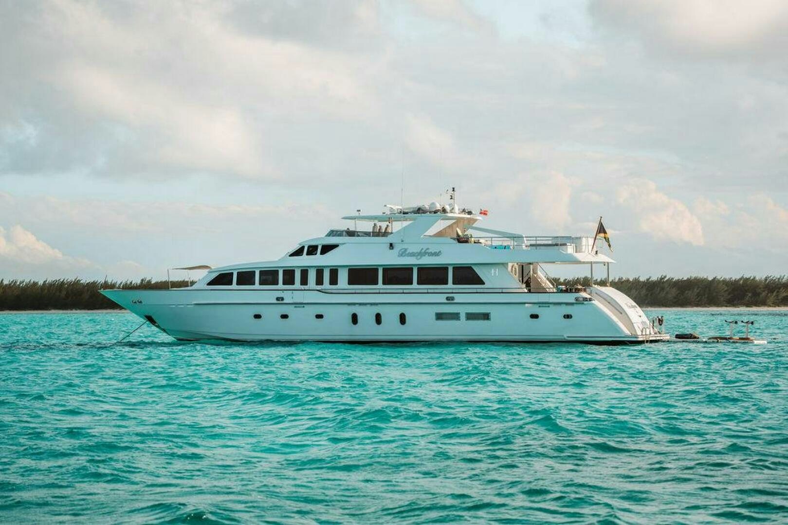 a boat on the water aboard BEACHFRONT Yacht for Sale