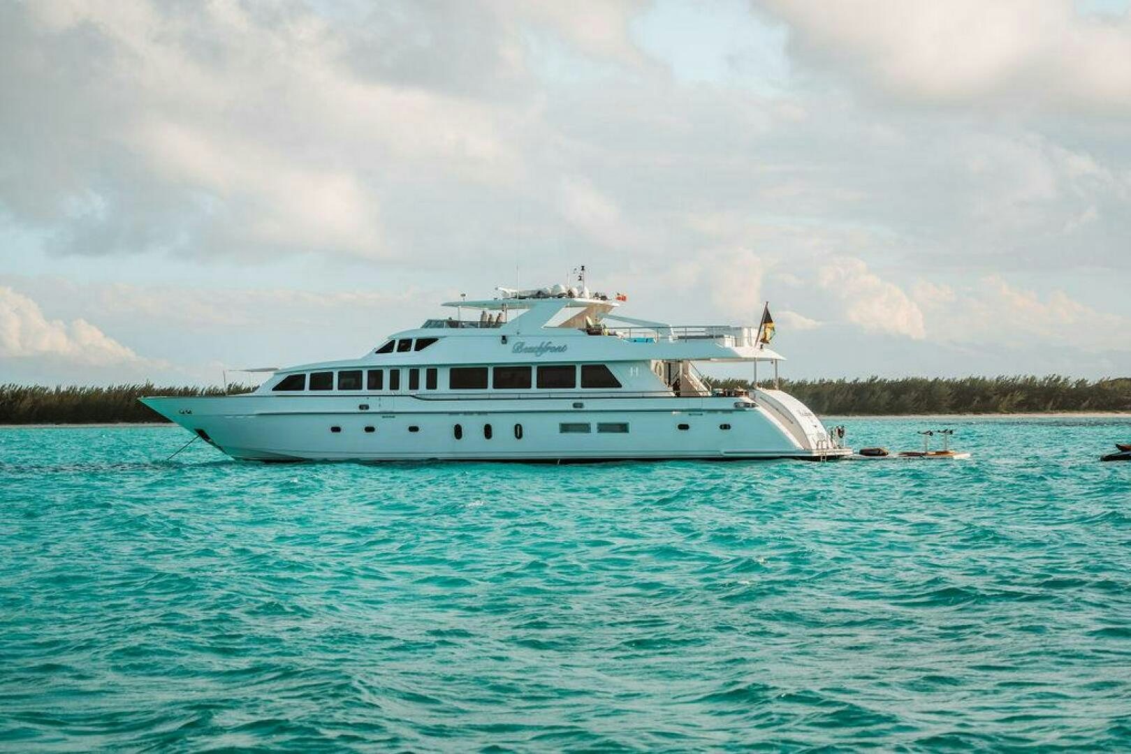 a boat in the water aboard BEACHFRONT Yacht for Sale