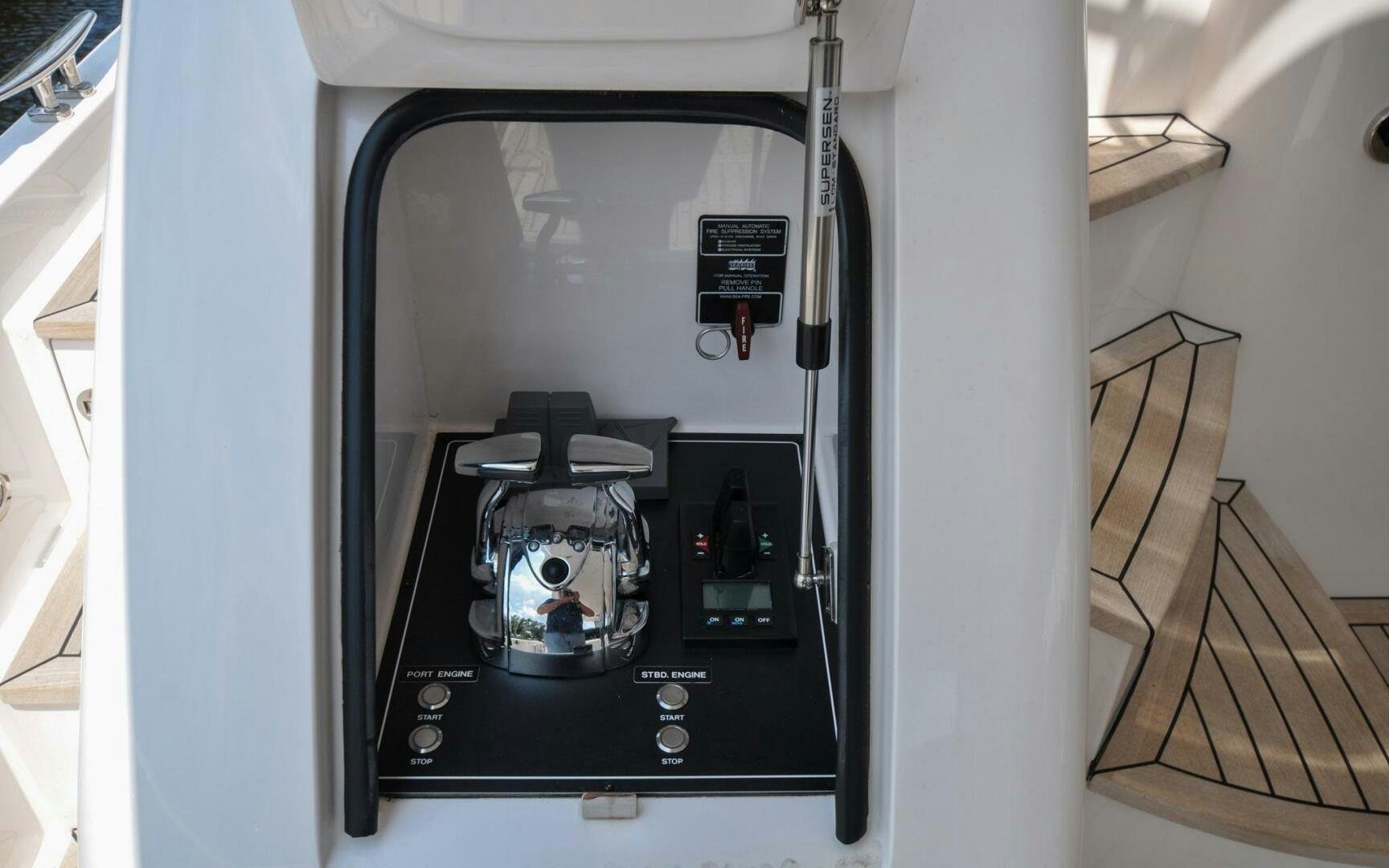 a dog in a car aboard CASTINA Yacht for Sale