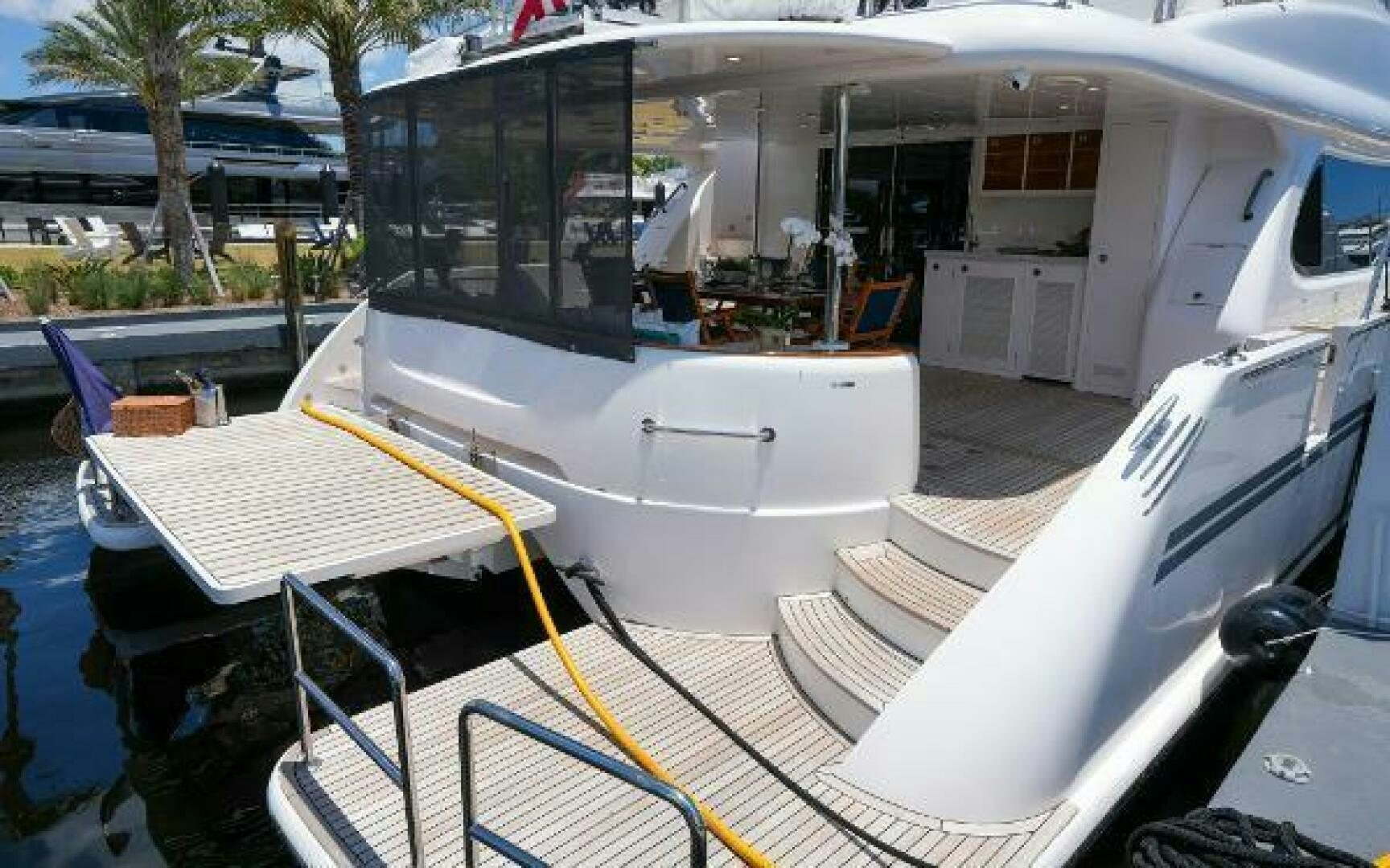 a boat on a deck aboard CASTINA Yacht for Sale