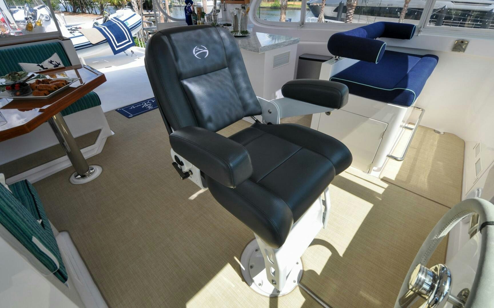 a black office chair aboard CASTINA Yacht for Sale