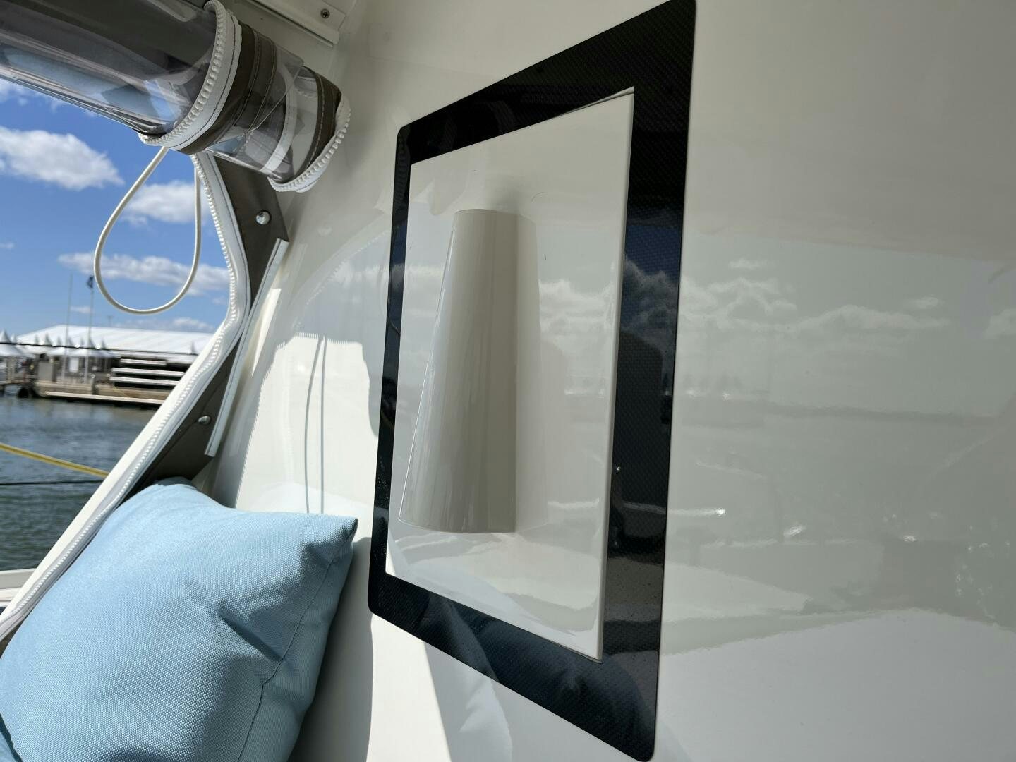 the front of a boat aboard CATCH ME Yacht for Sale